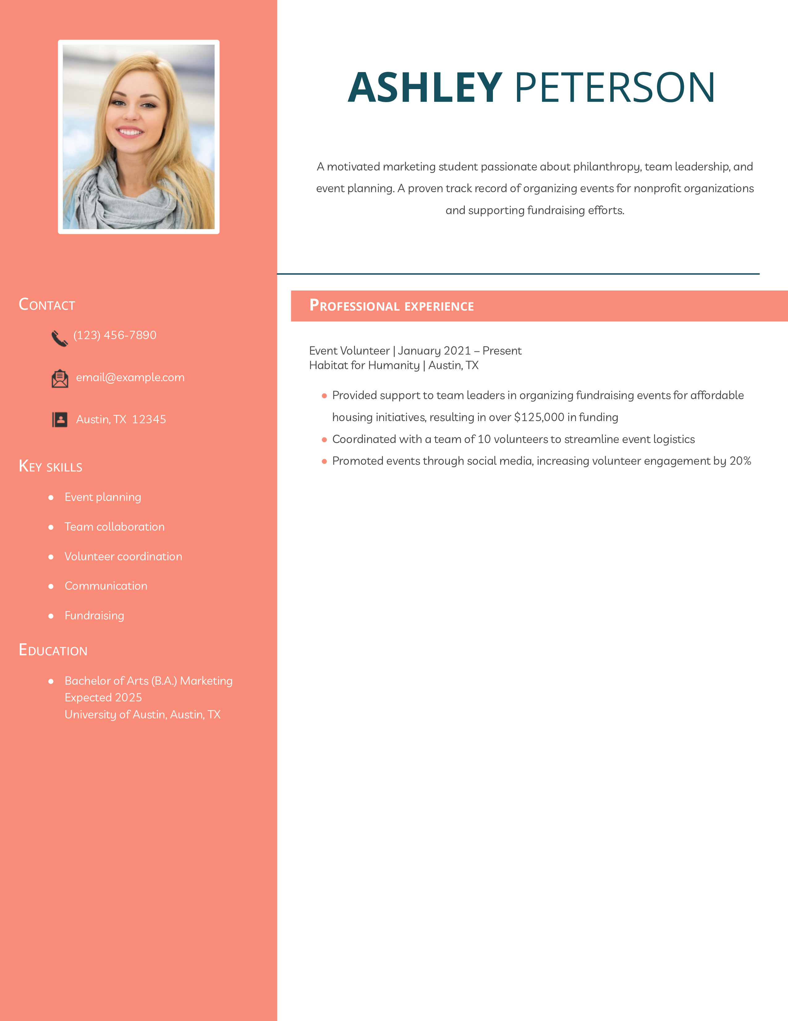 Sorority Recruit Resume Example