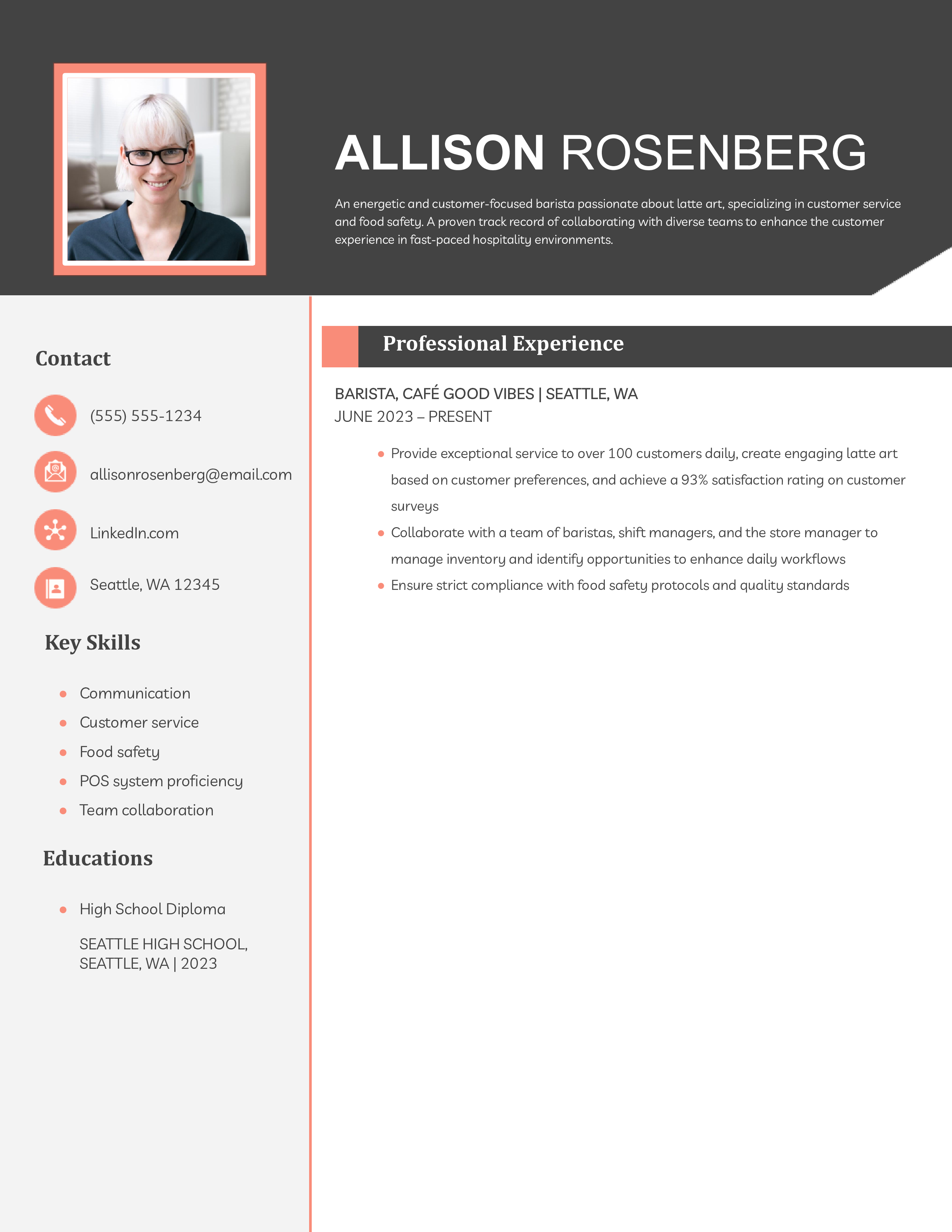Starbucks Resume Examples and Templates for 2024