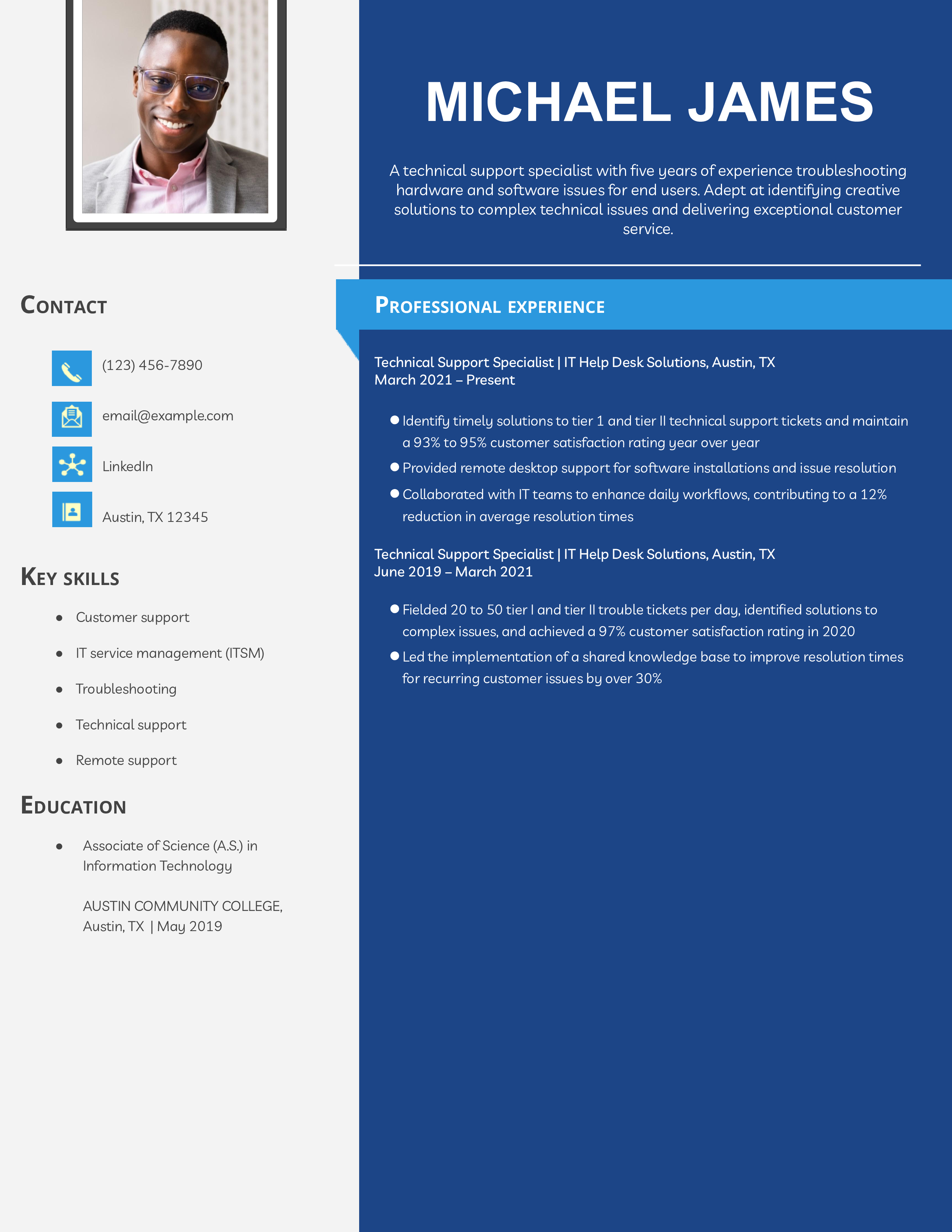 Technical Support Resume Example