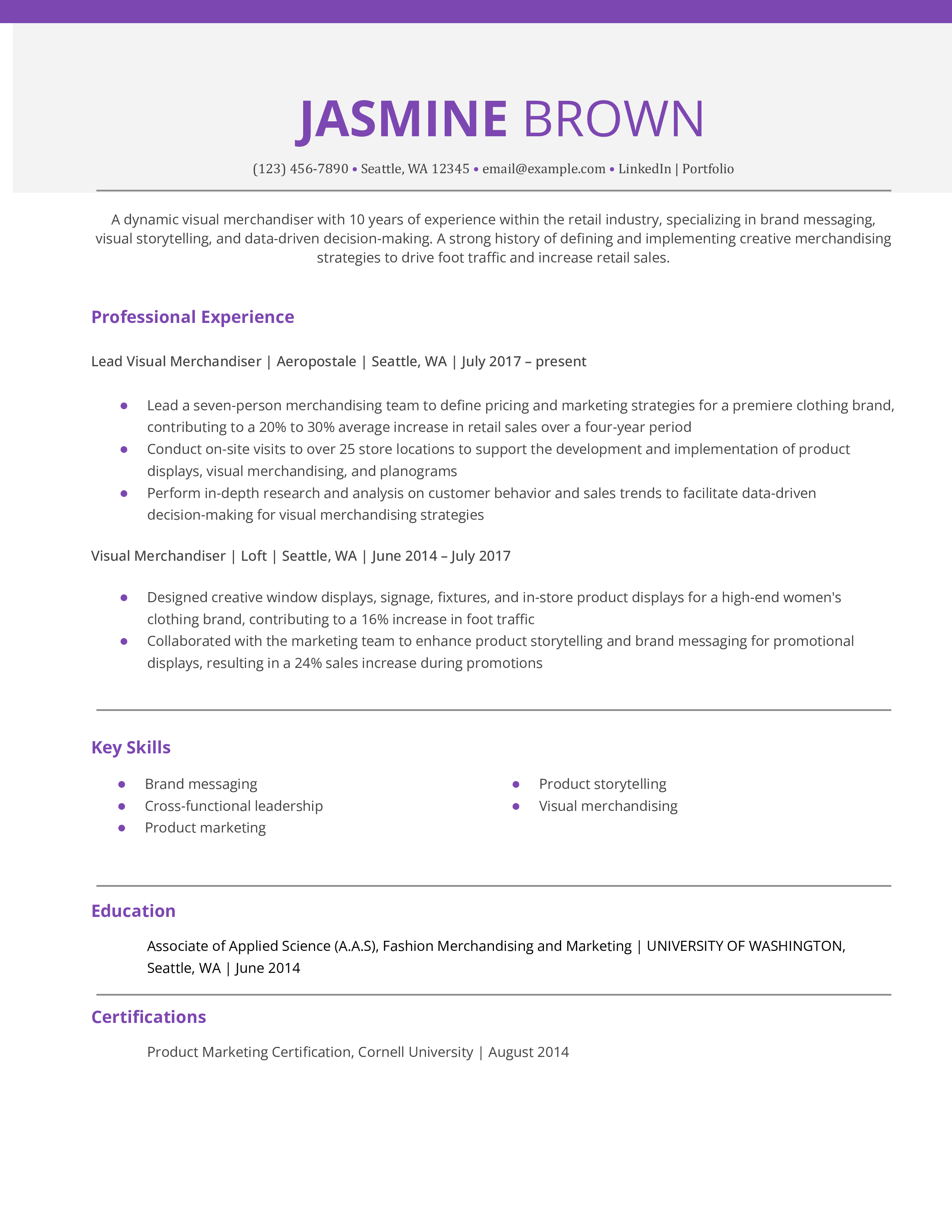 Visual Merchandiser Resume Example