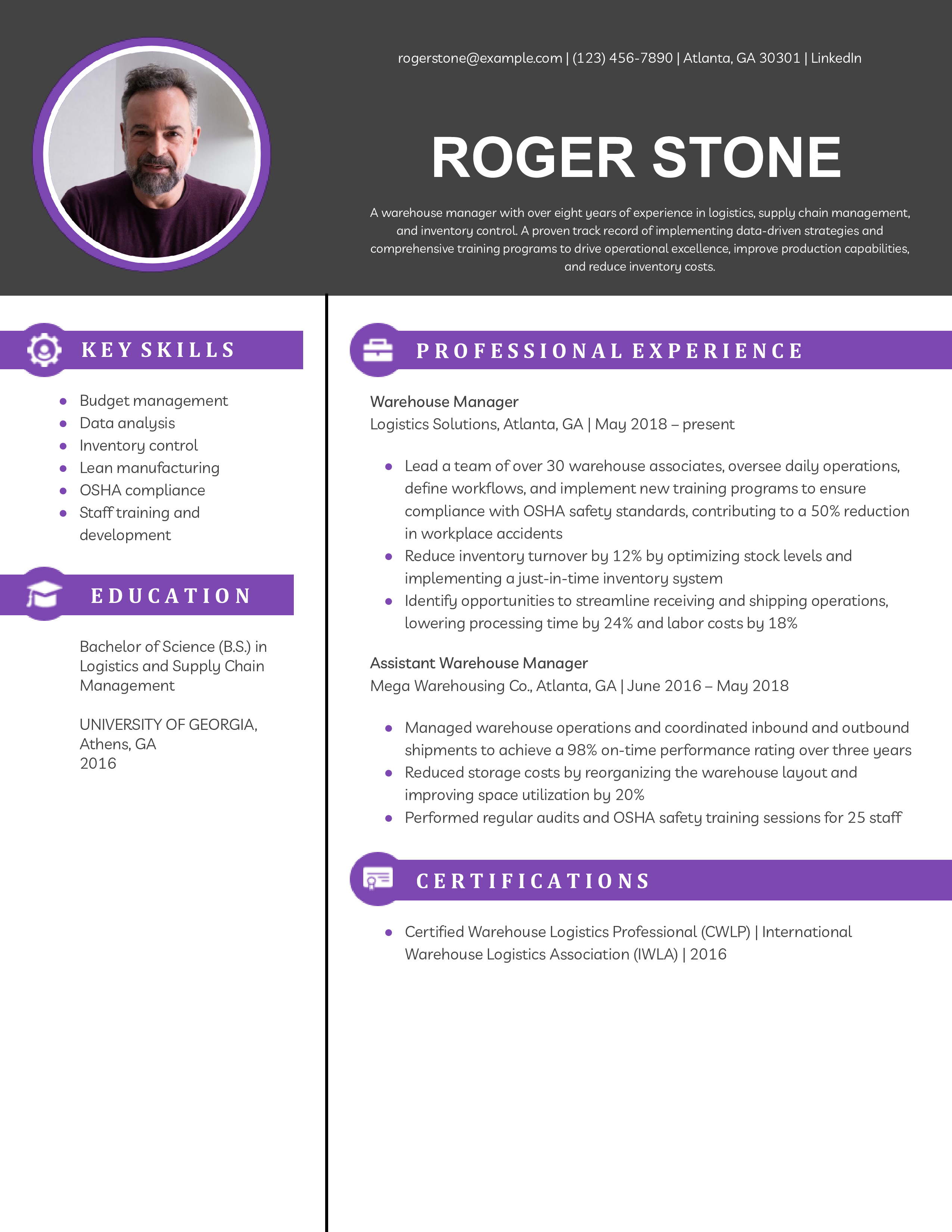 Warehouse Manager Resume Examples and Templates for 2024