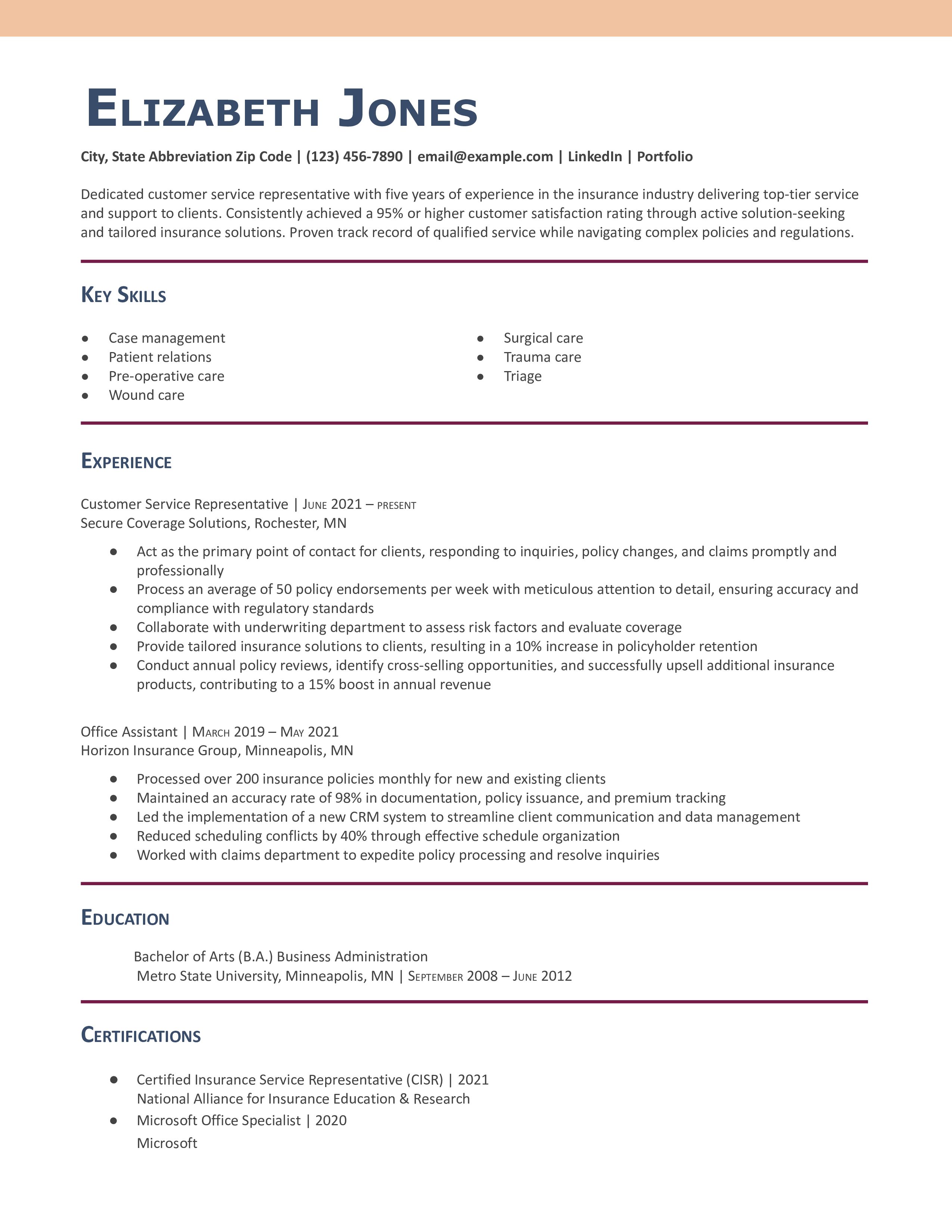 ATS Friendly Customer Service Representative Resume Example (file _ make a copy)
