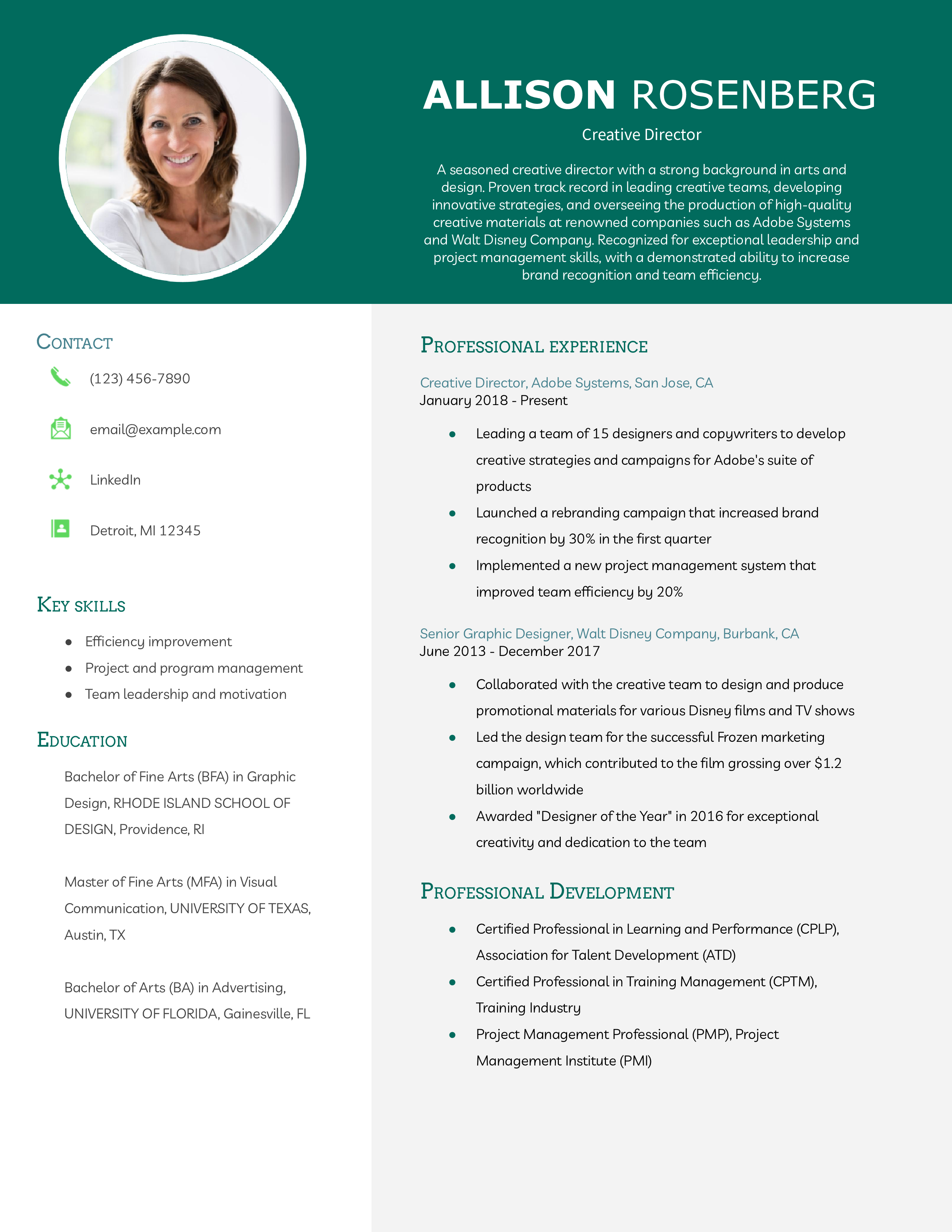 Creative Director Resume Example