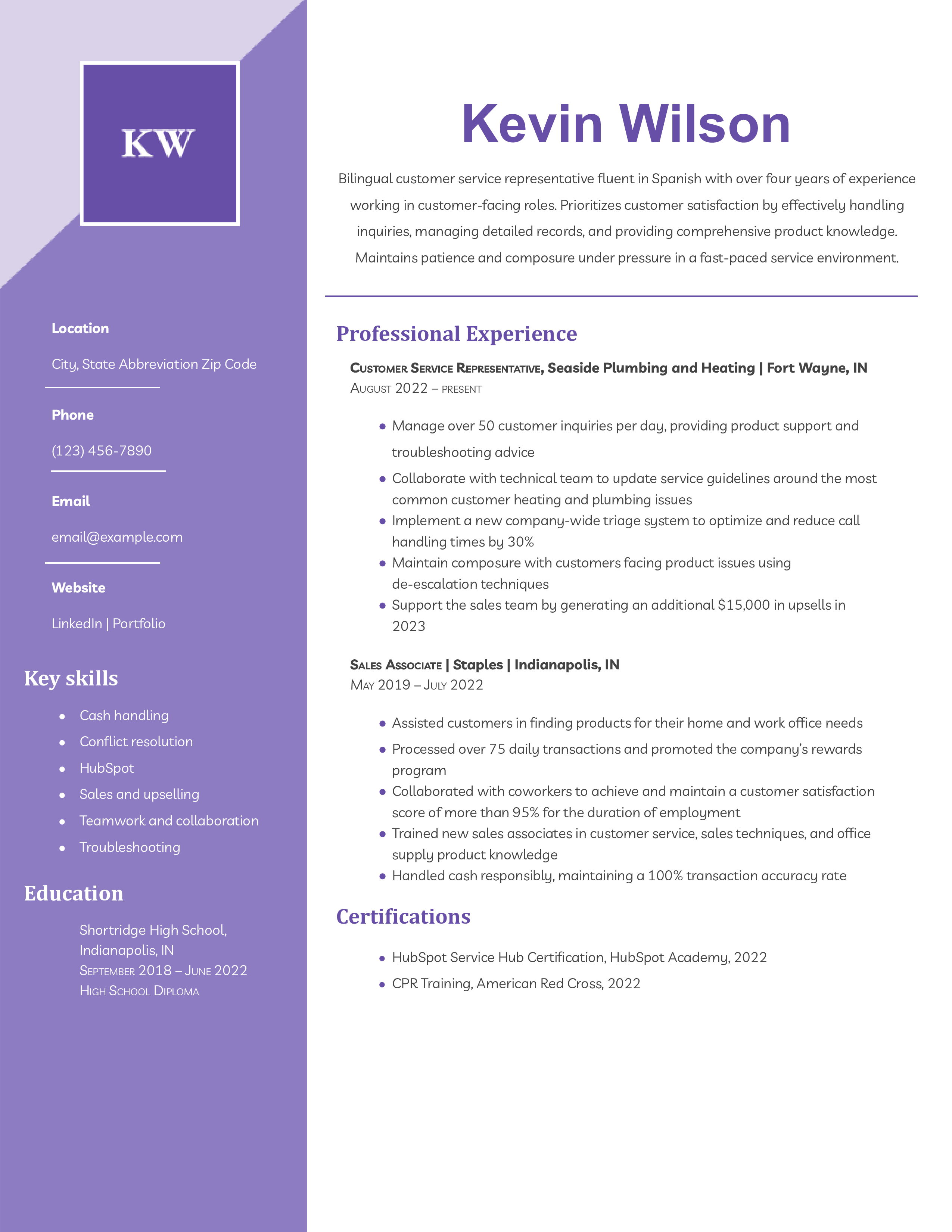 Entry Level Customer Service Representative Resume Template Example (file _ make a copy)