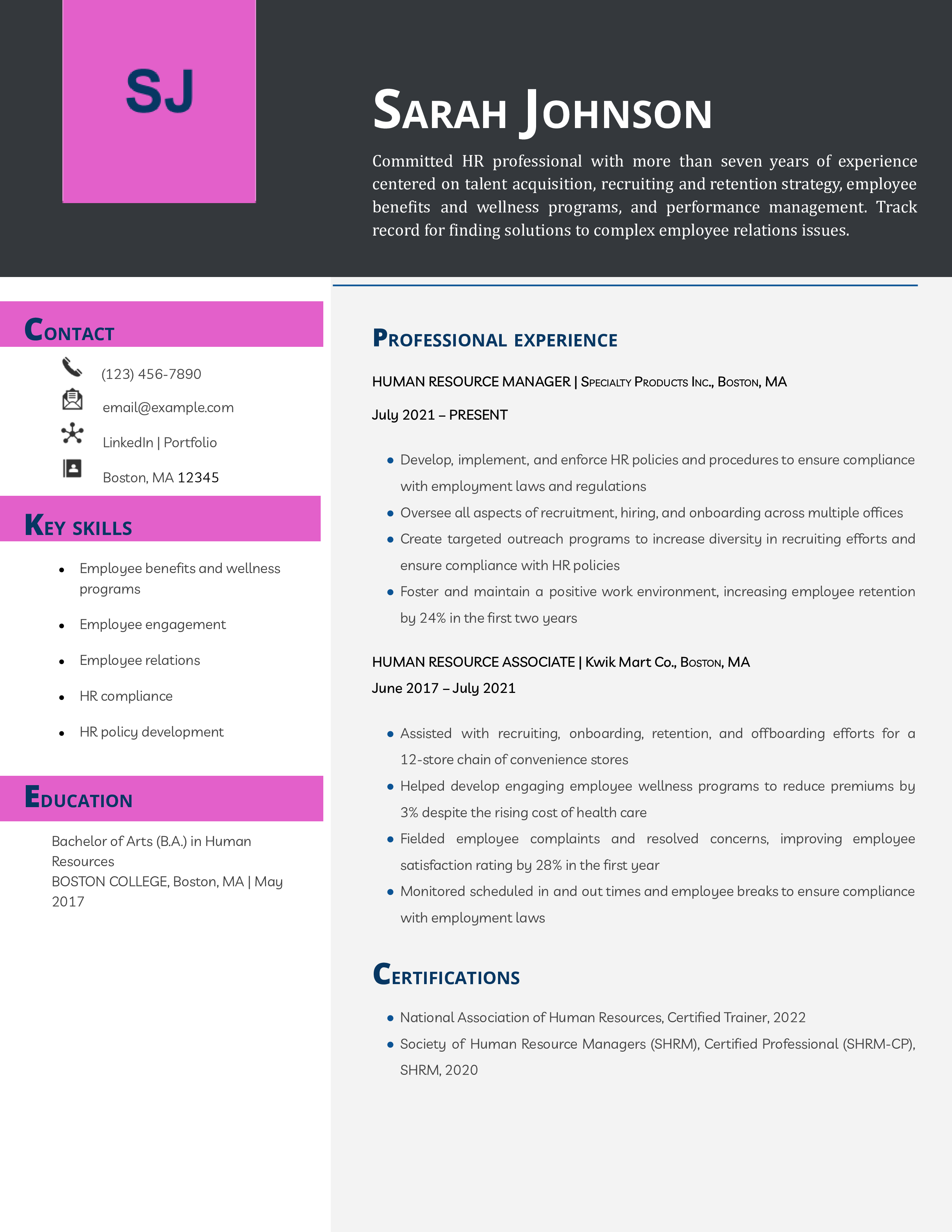 Human Resources Resume Template Example (file _ make a copy)