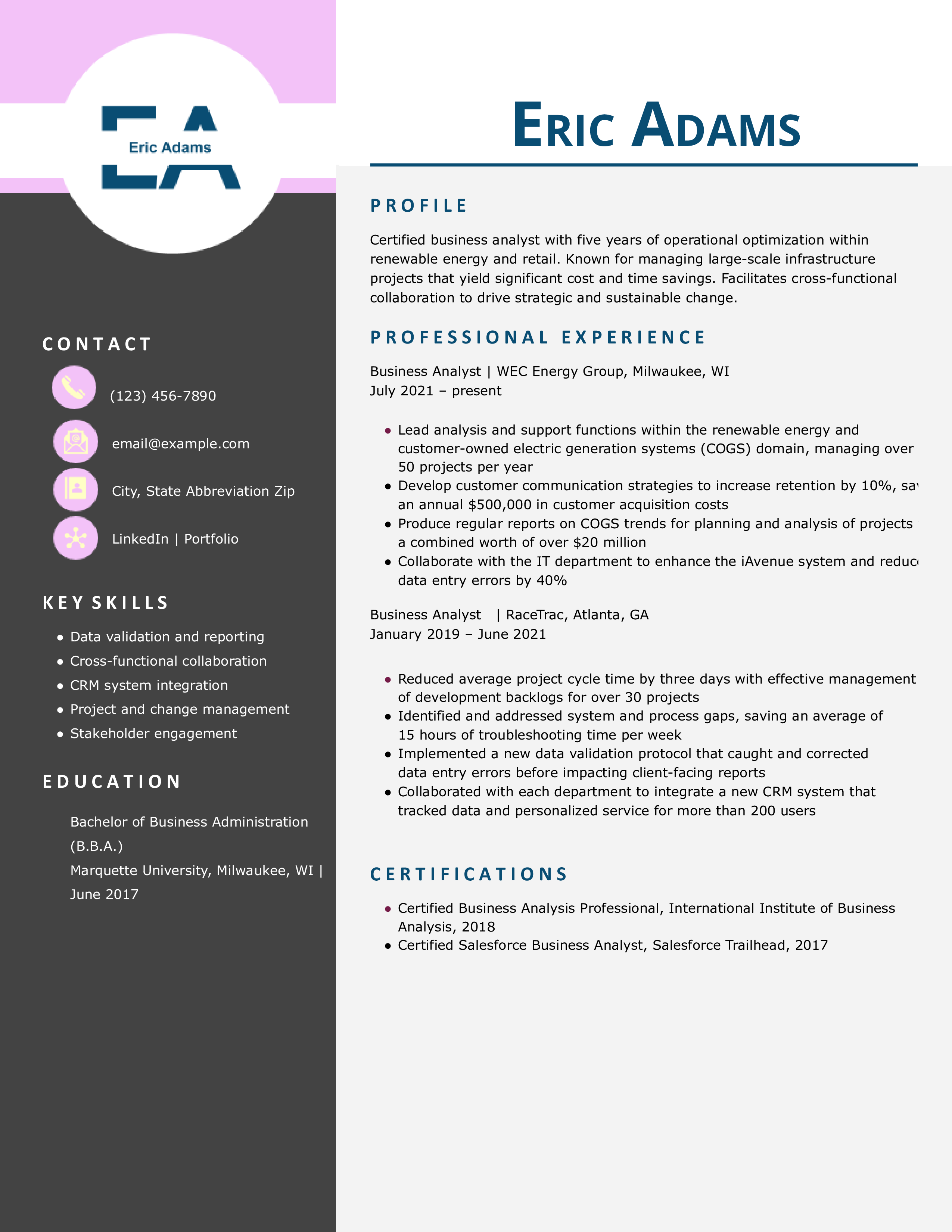 Mid Level Business Analyst Resume Template (file _ make a copy)