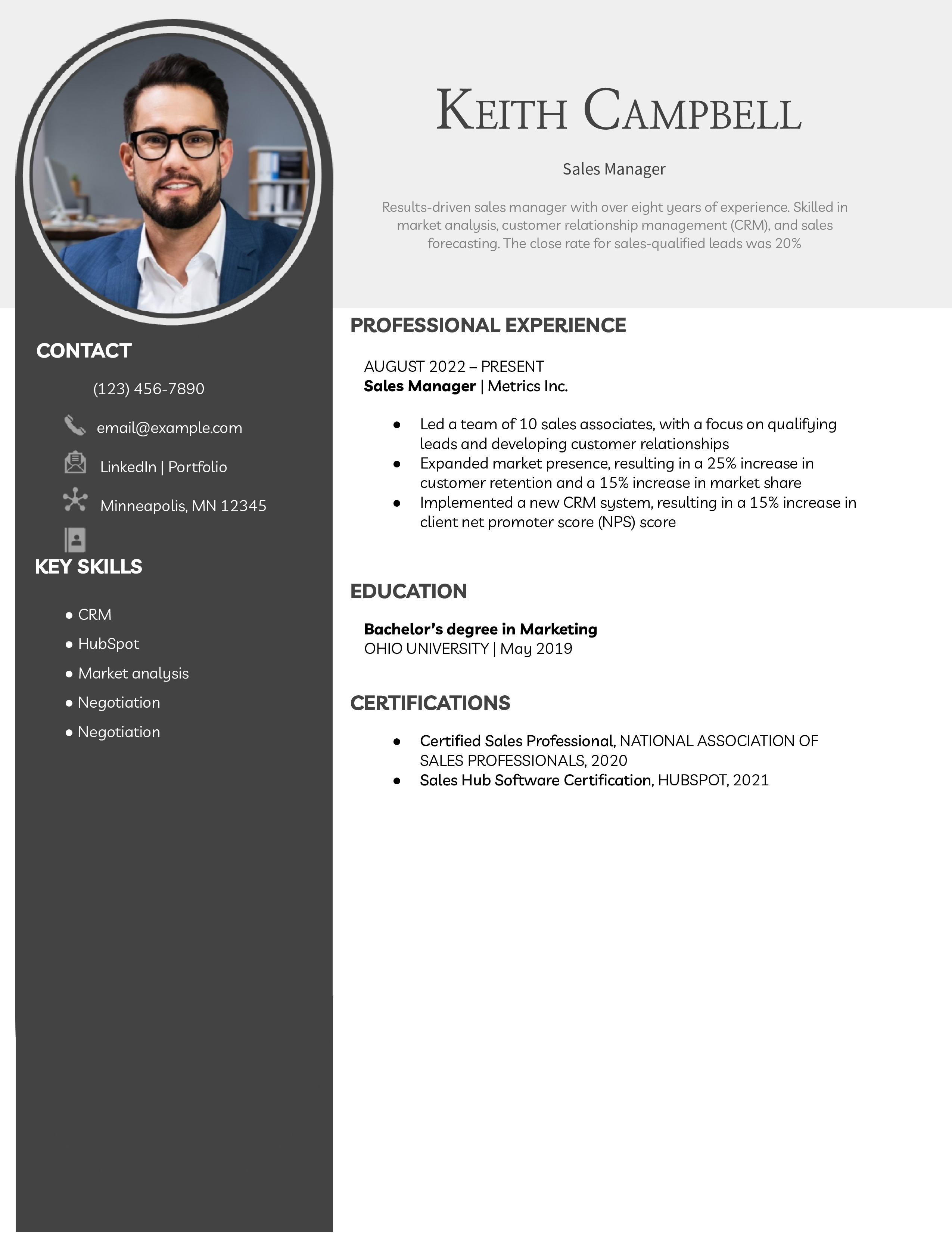 Mid Level Minimalist Resume Sample