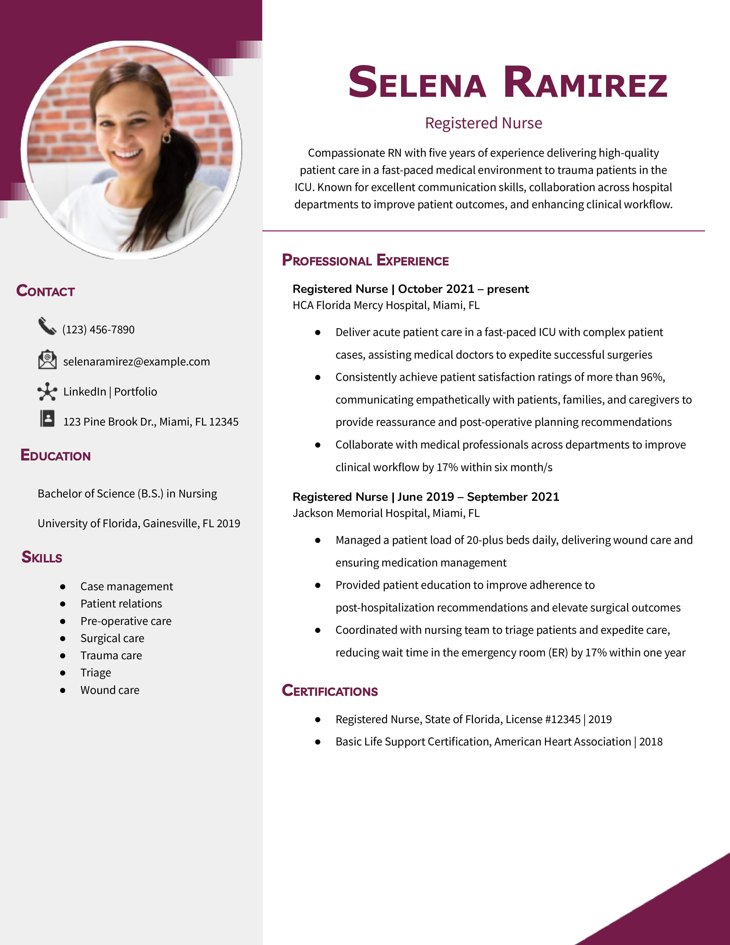Mid Level Nursing Resume Sample