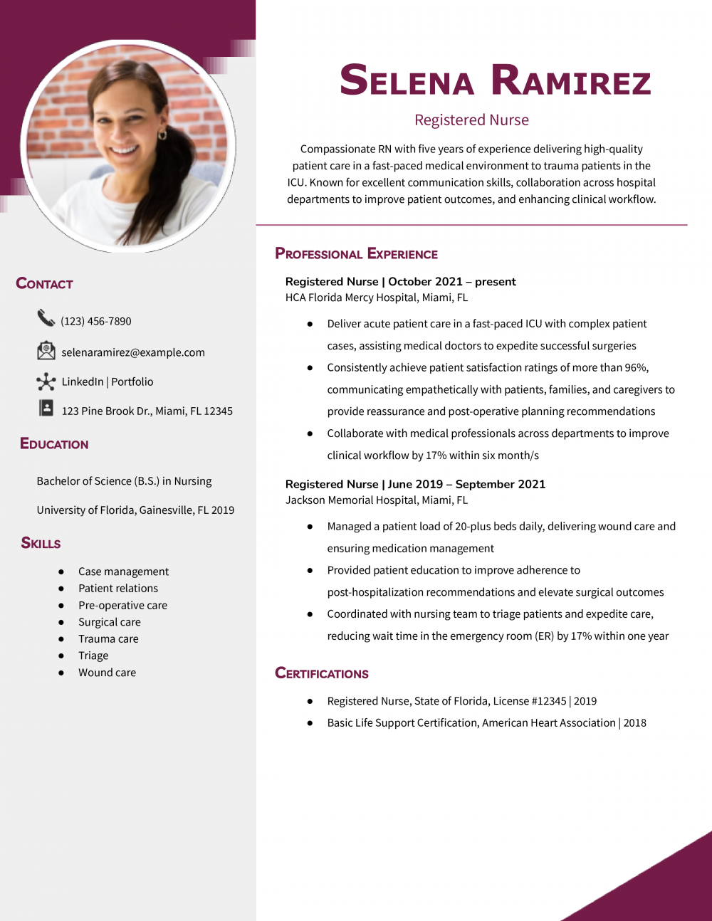 Mid Level Nursing Resume Sample