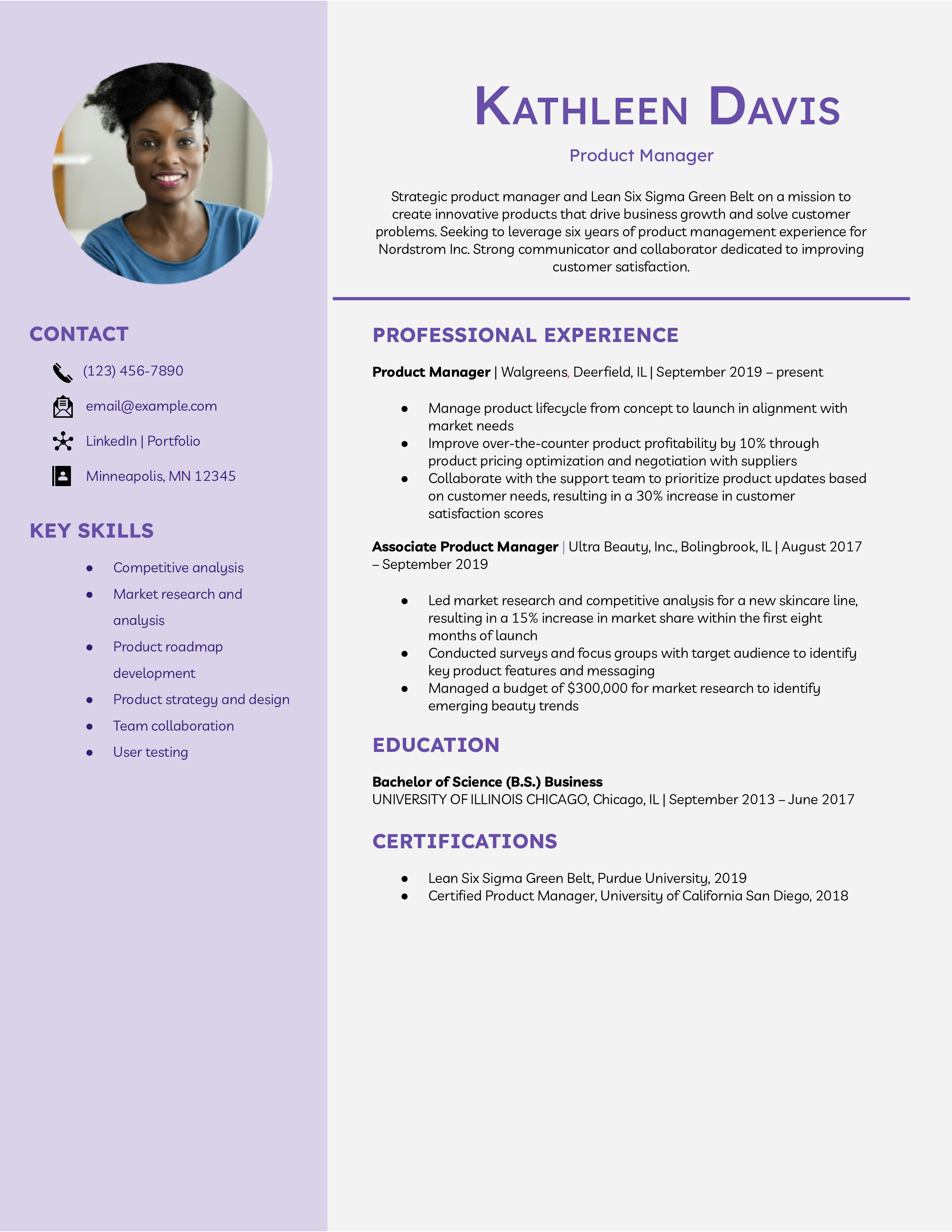 Mid Level Product Manager Resume Sample