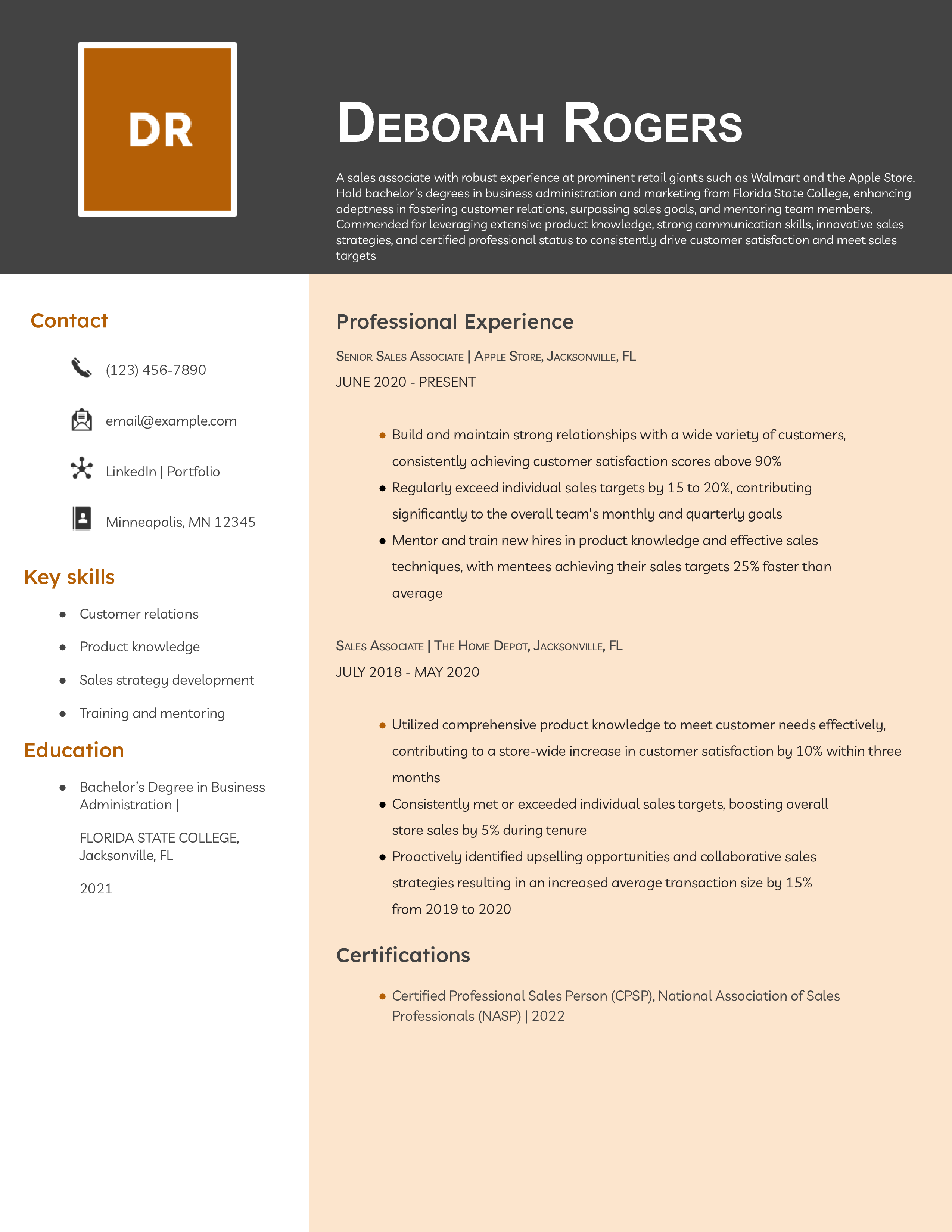 Mid Level Sales Associate Resume Template Example (file _ make a copy)
