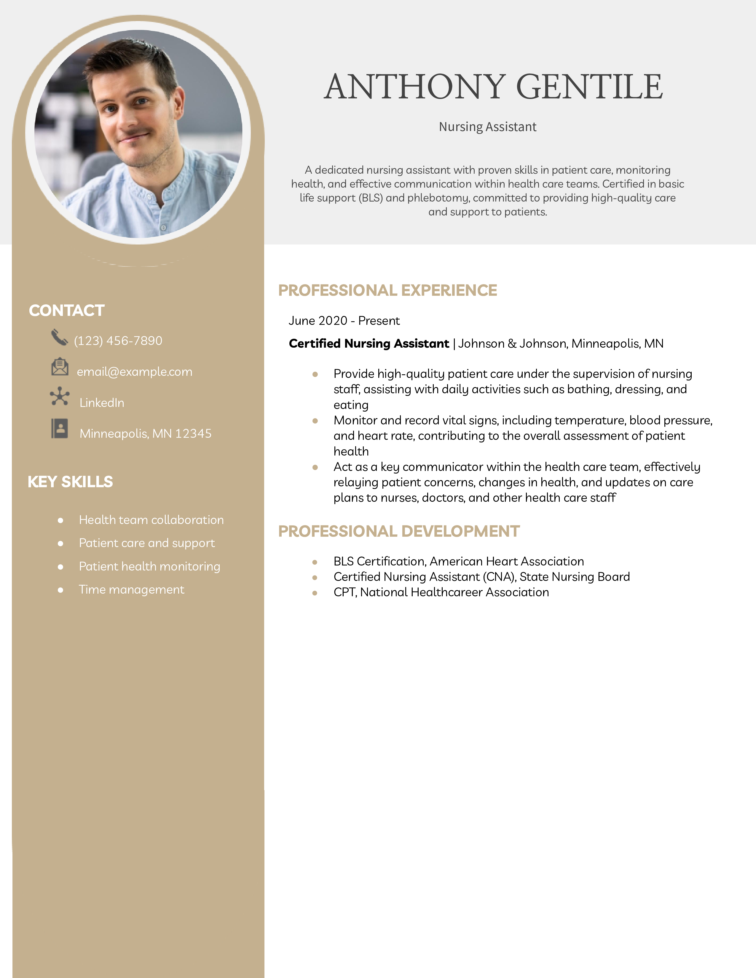 Nursing Assistant Resume Example