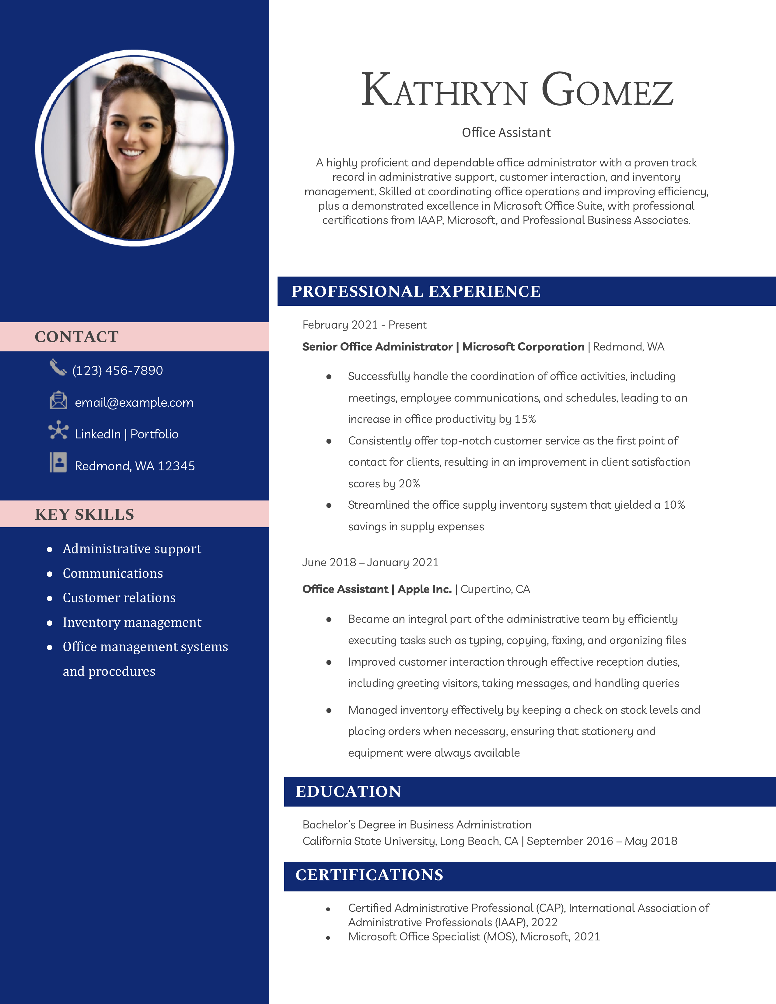 Office Assistant Resume Template Example (file _ make a copy)