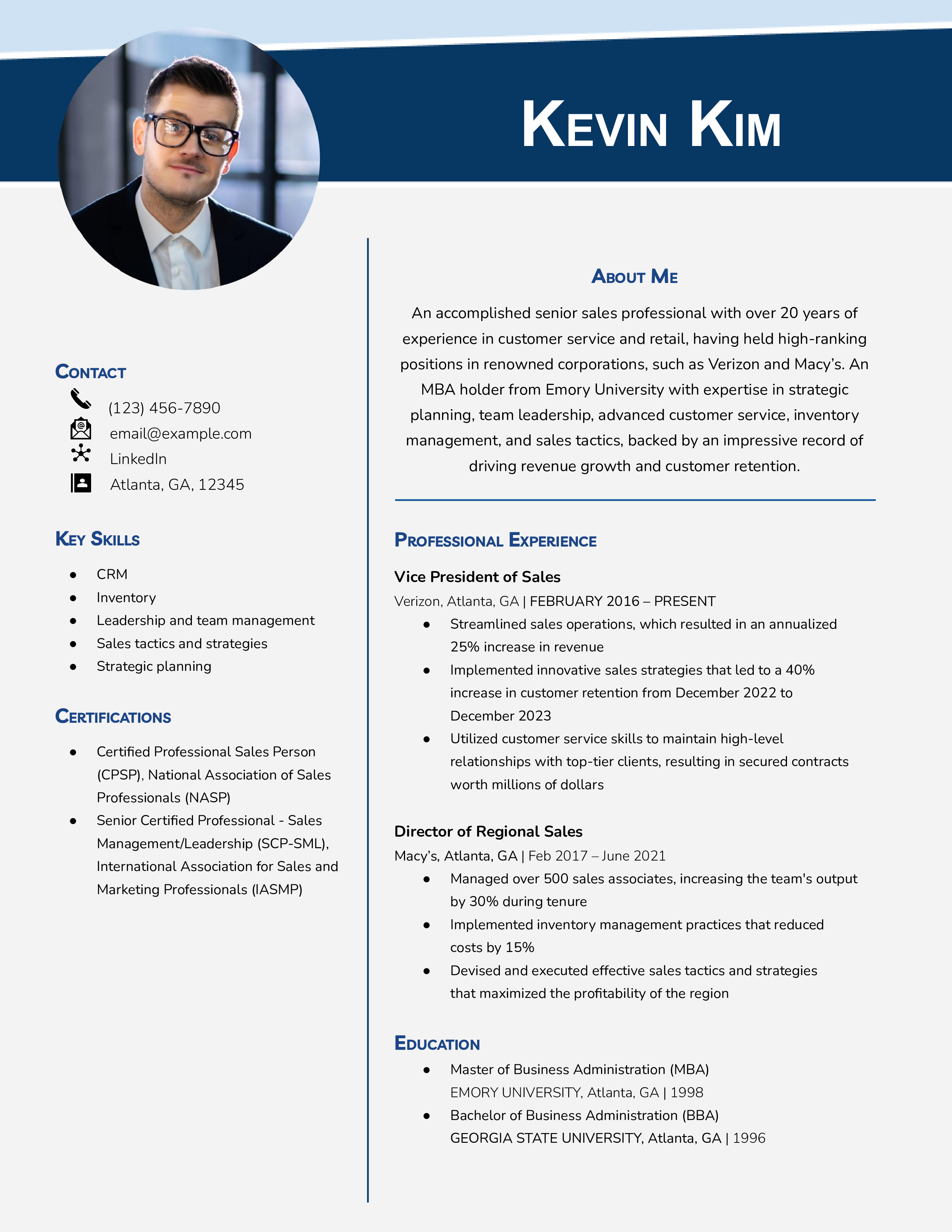Senior Level Sales Associate Resume Template Example (file _ make a copy)