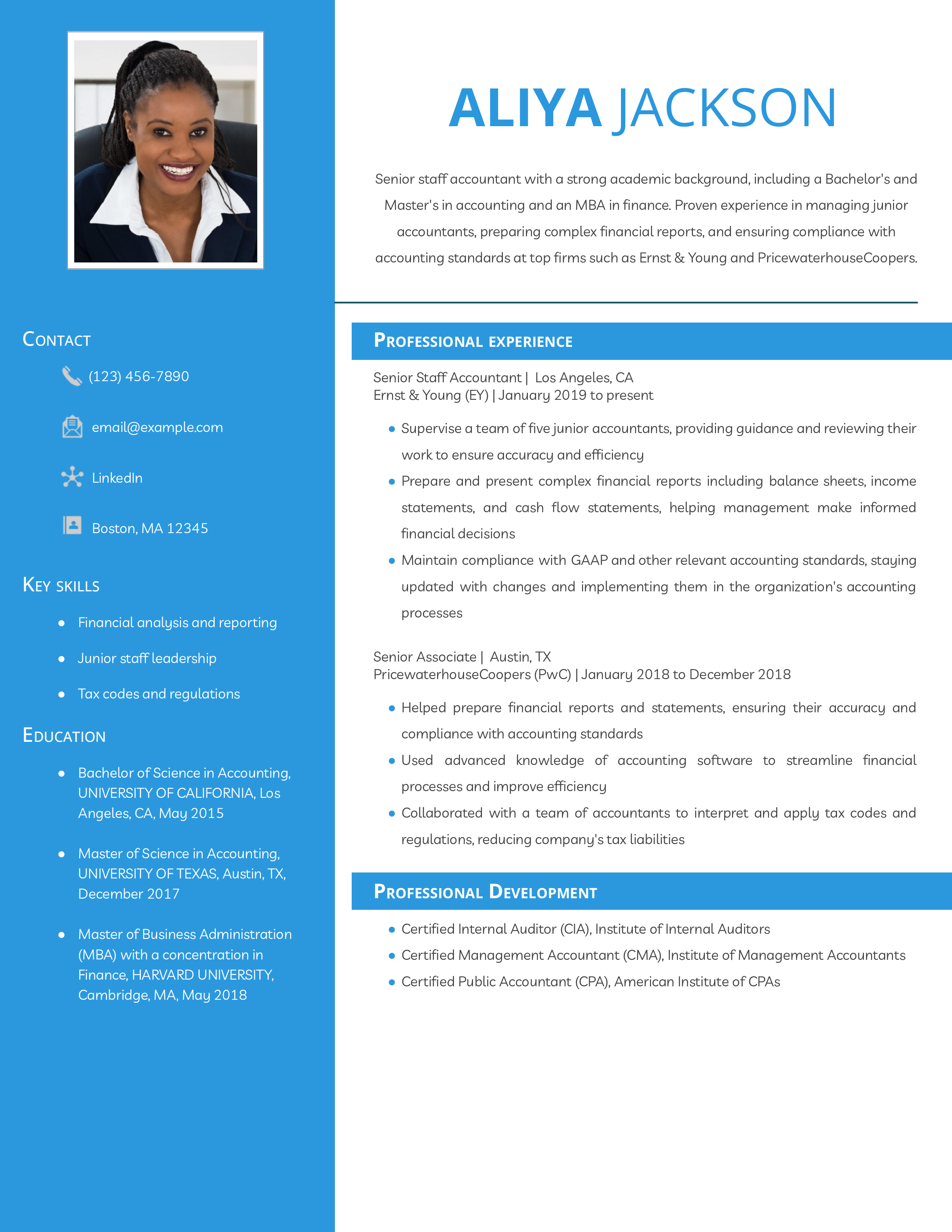 Senior Staff Accountant Resume Example