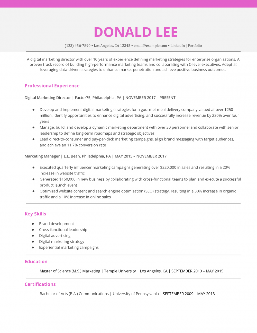 ATS Friendly Executive Resume Template