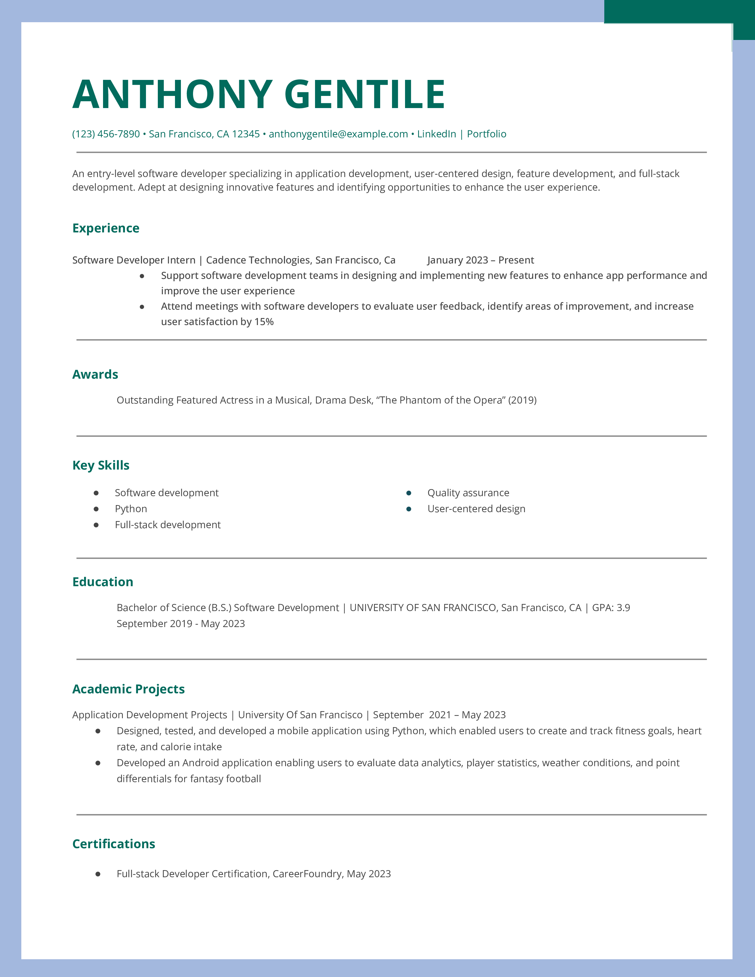 ATS Friendly First Resume Template
