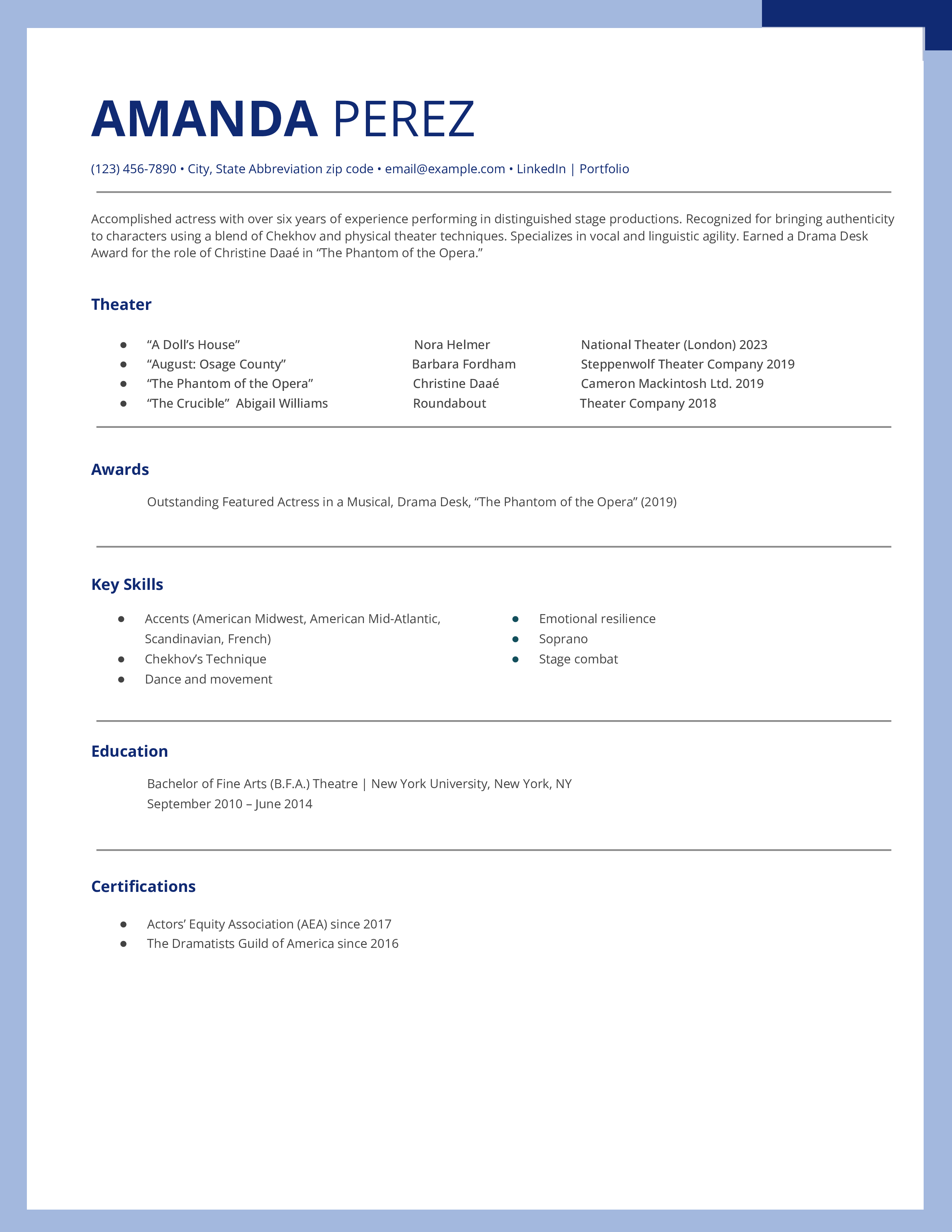 Acting Resume Examples and Templates