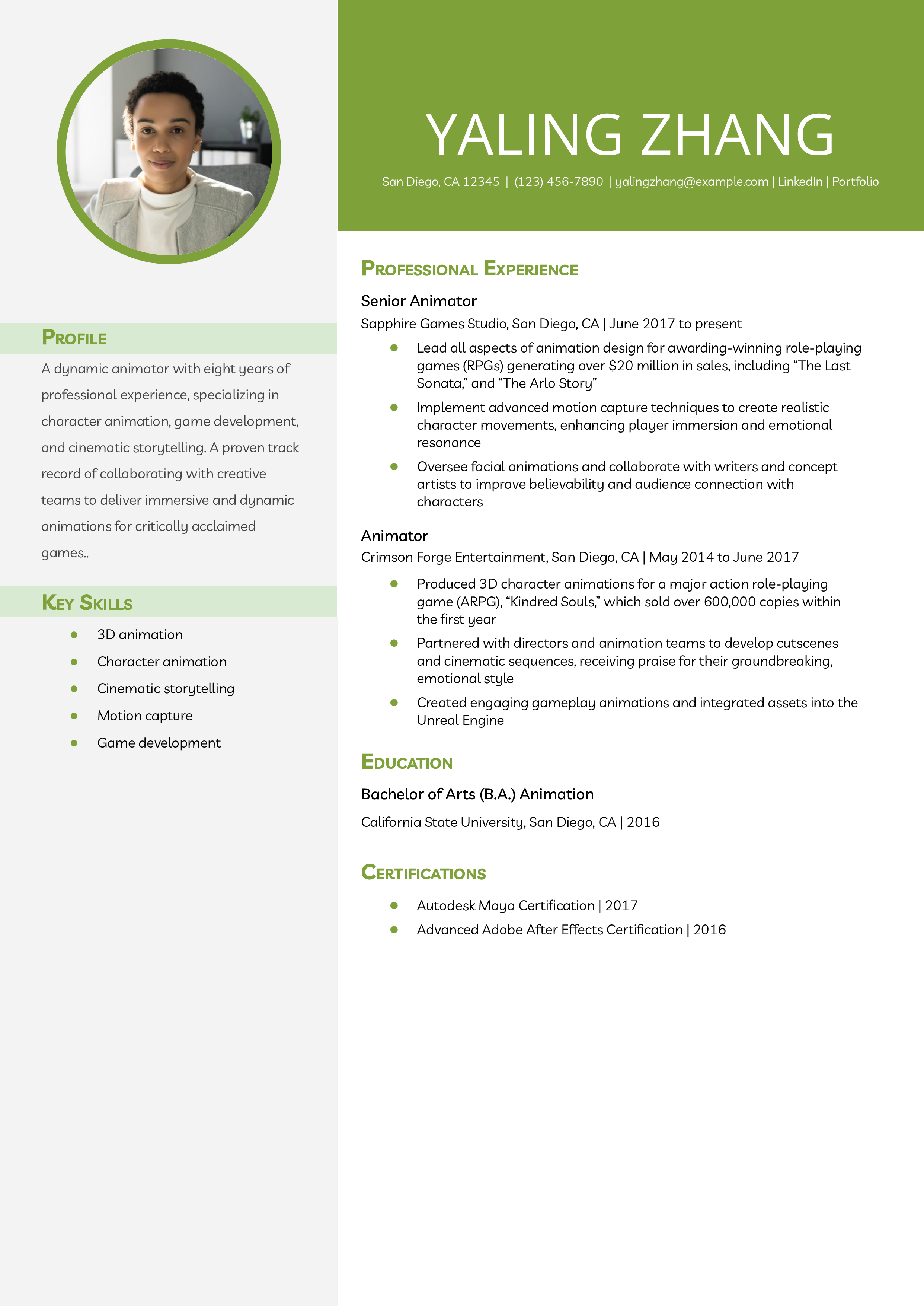 Animator Resume Examples and Templates for 2025