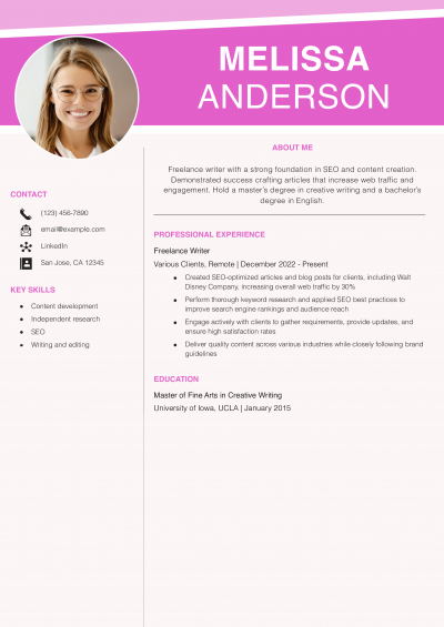 Freelance Writer Resume Examples and Templates