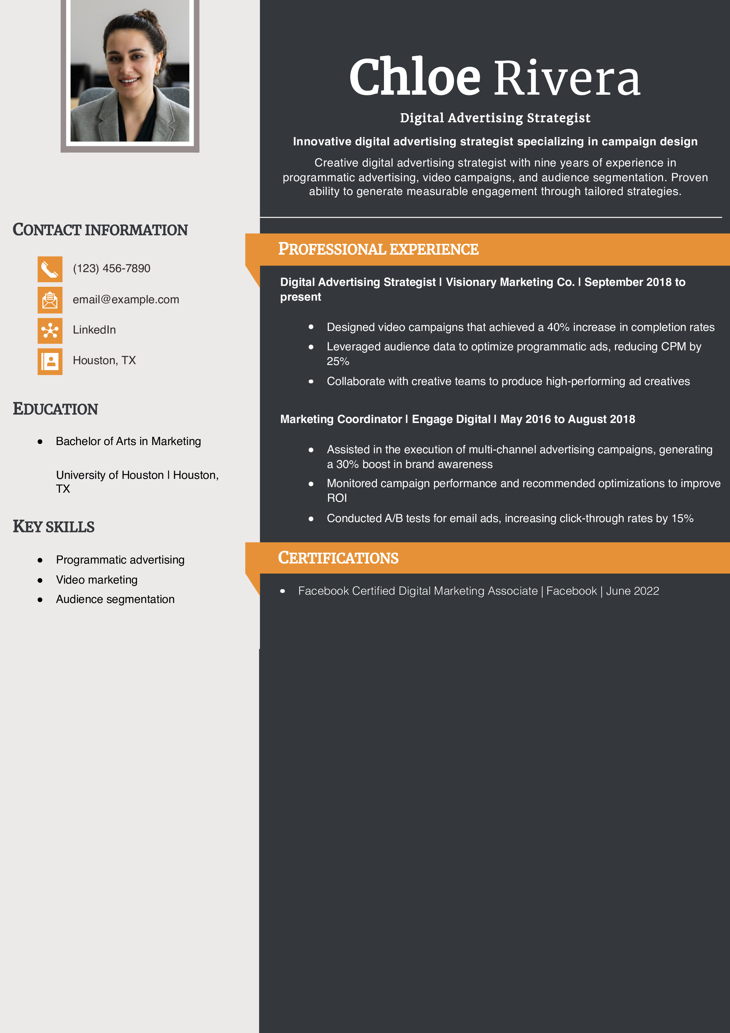 Digital Advertising Strategist Resume