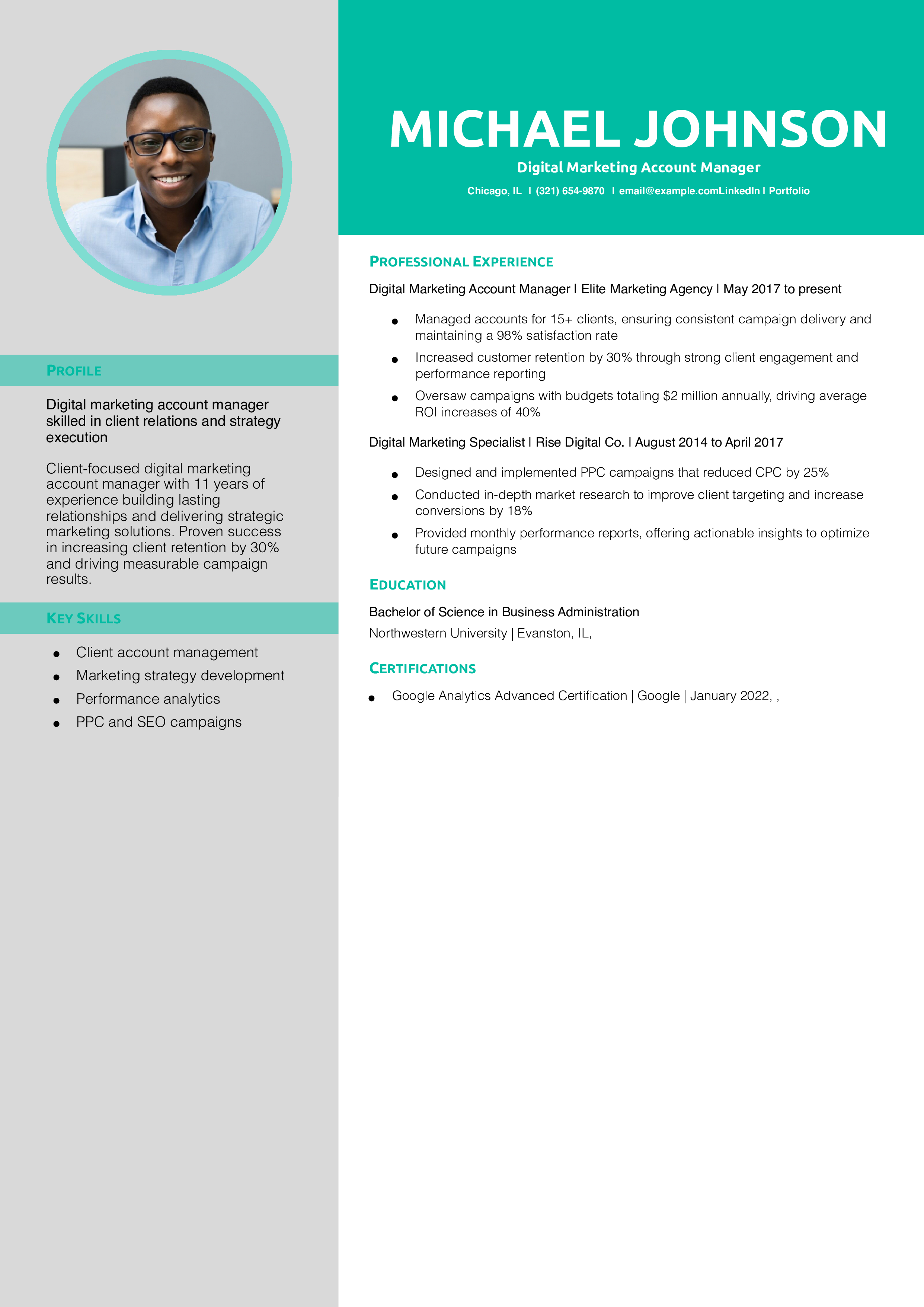 Digital Marketing Account Manager Resume