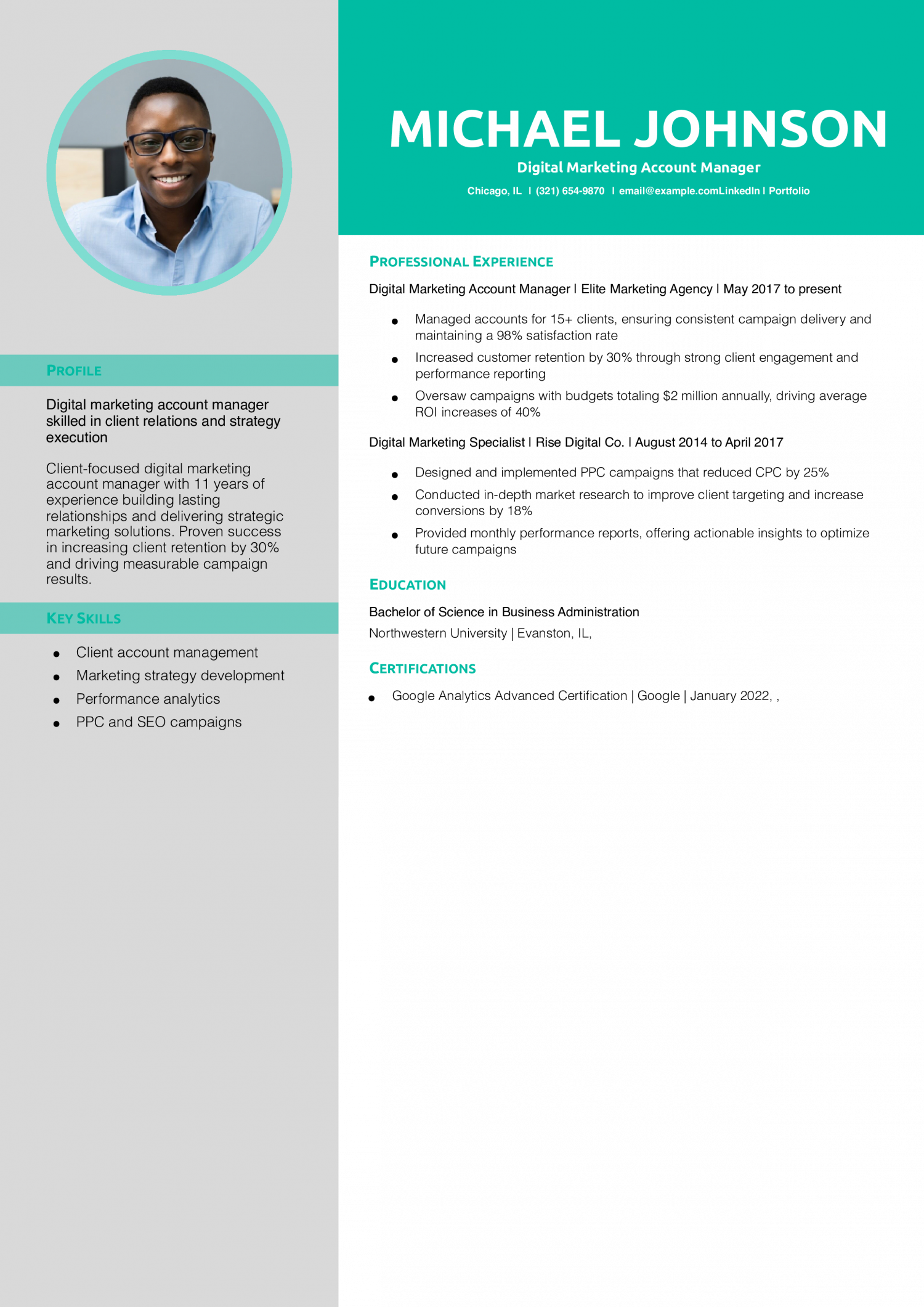 Digital Marketing Account Manager Resume