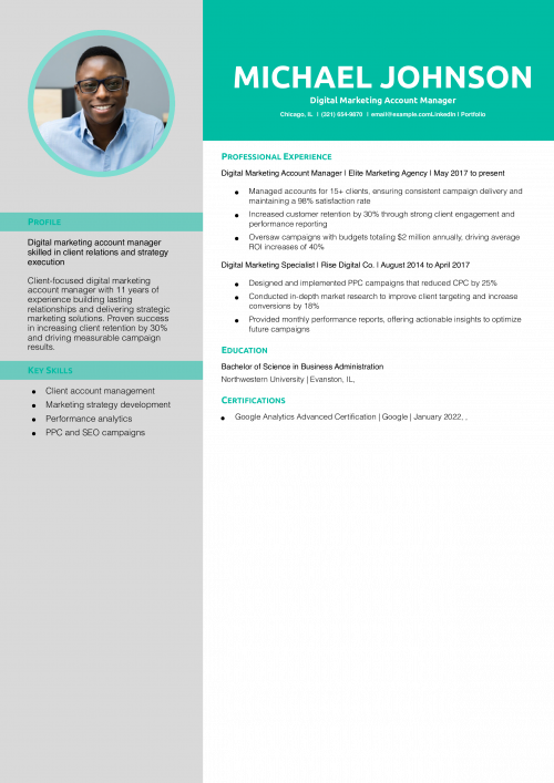 Digital Marketing Account Manager Resume
