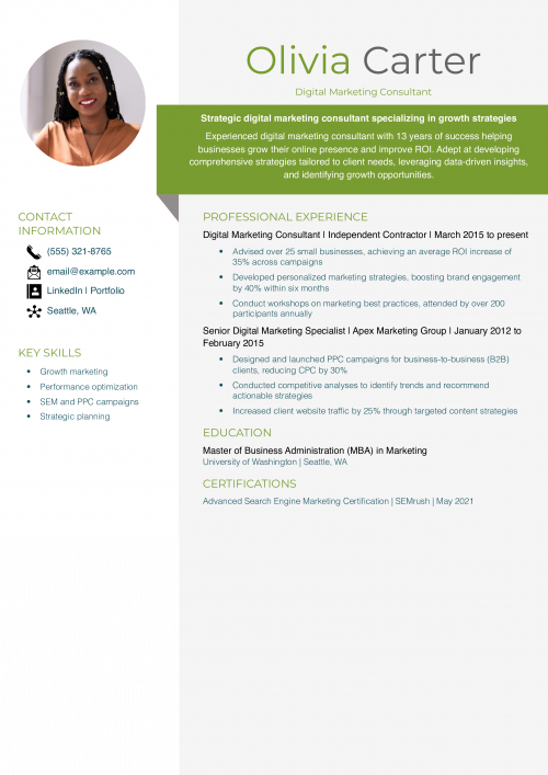 Digital Marketing Consultant Resume