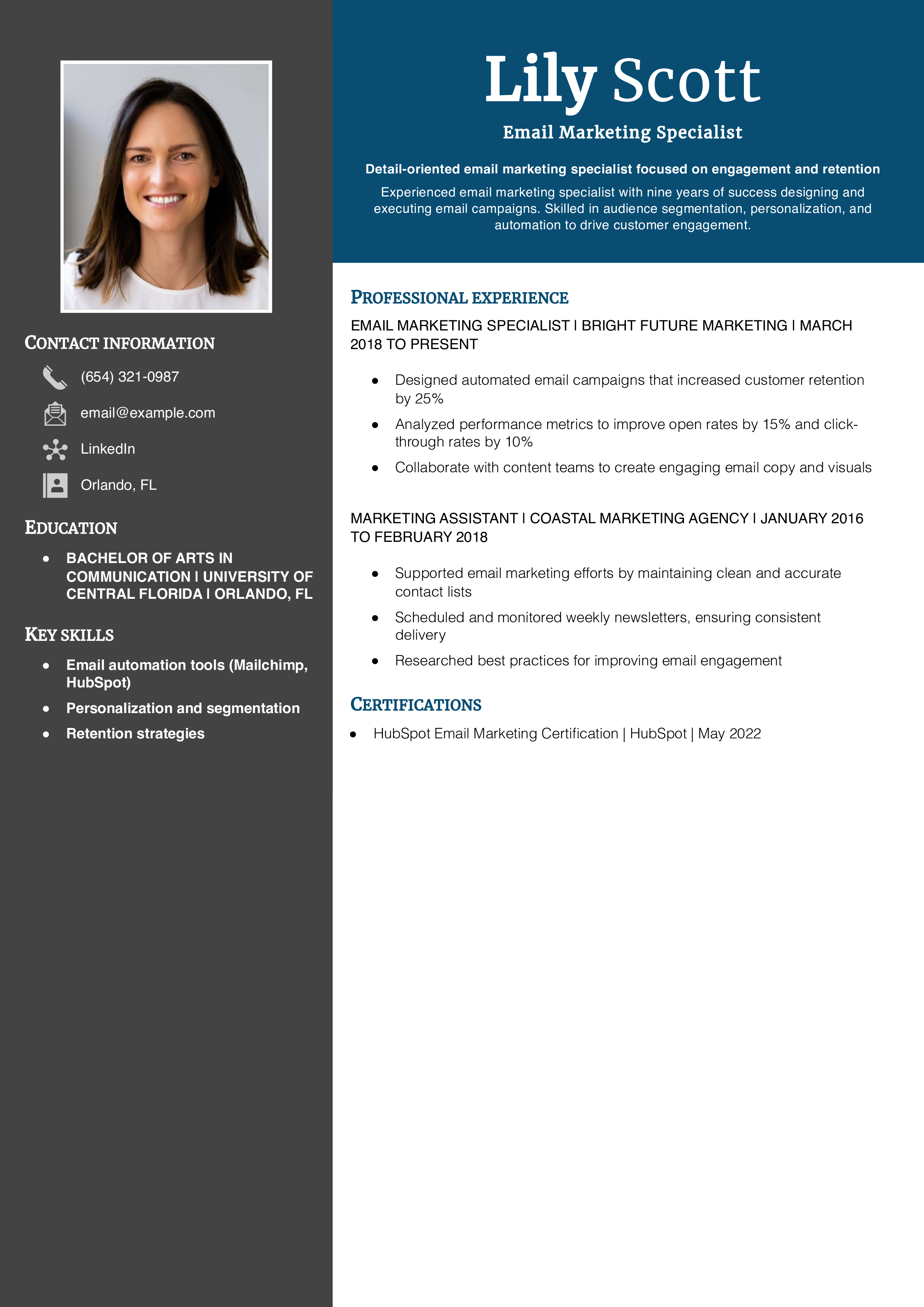 Email Marketing Specialist Resume