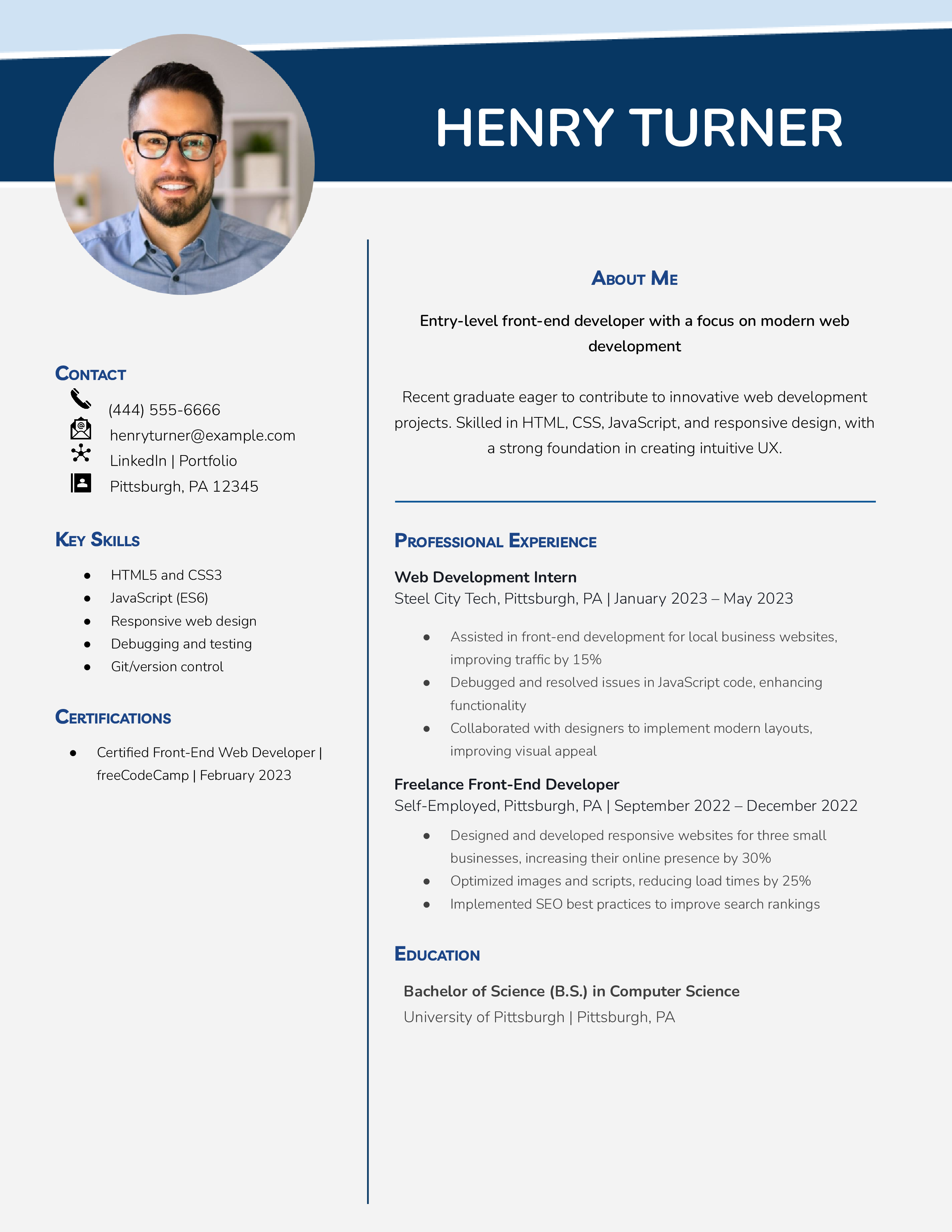 Entry-Level Front-End Developer Resume Example (2)