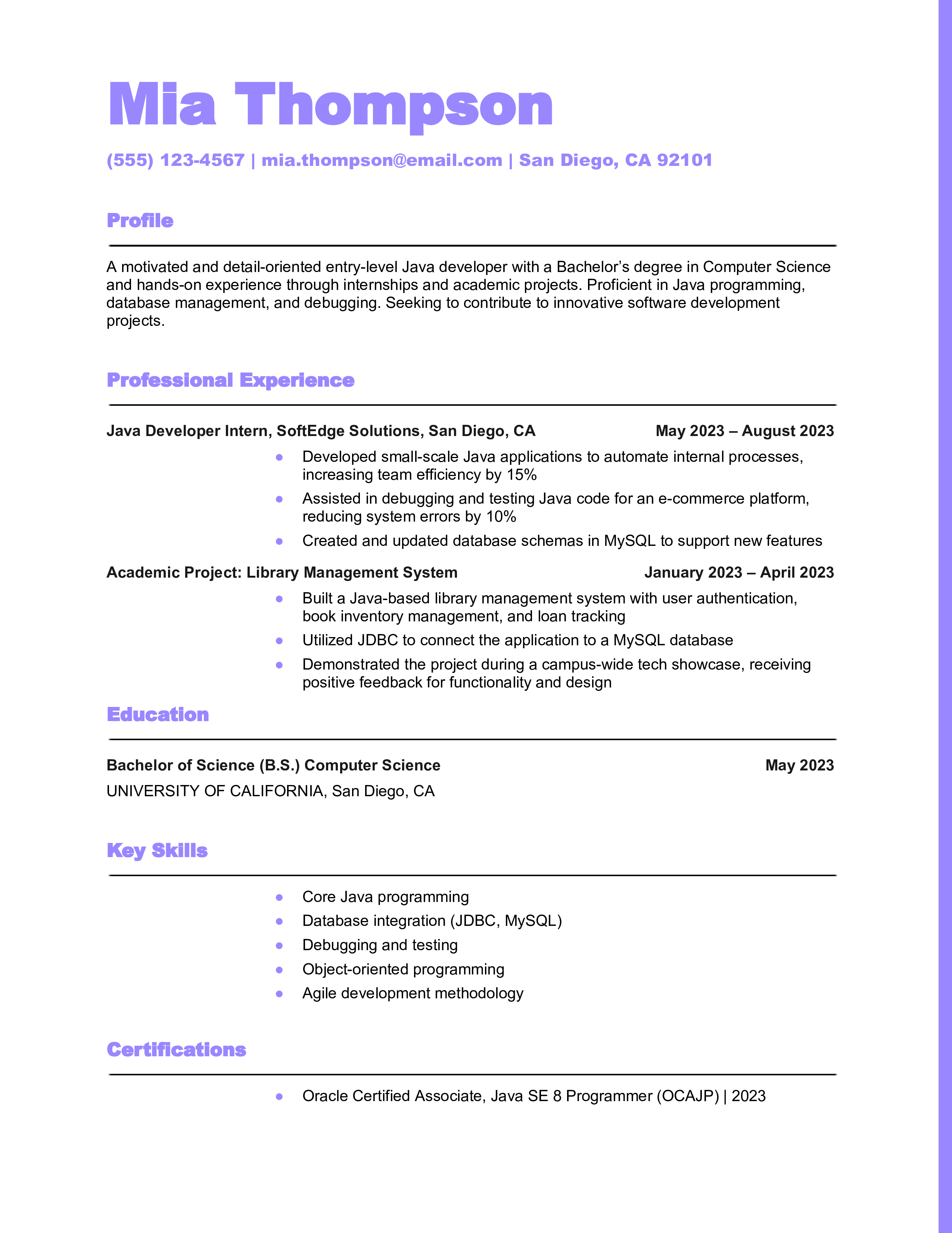 Java Developer Resume Examples and Templates for 2025