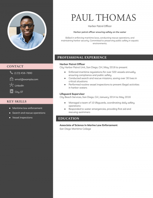 Harbor Patrol Officer Resume Example