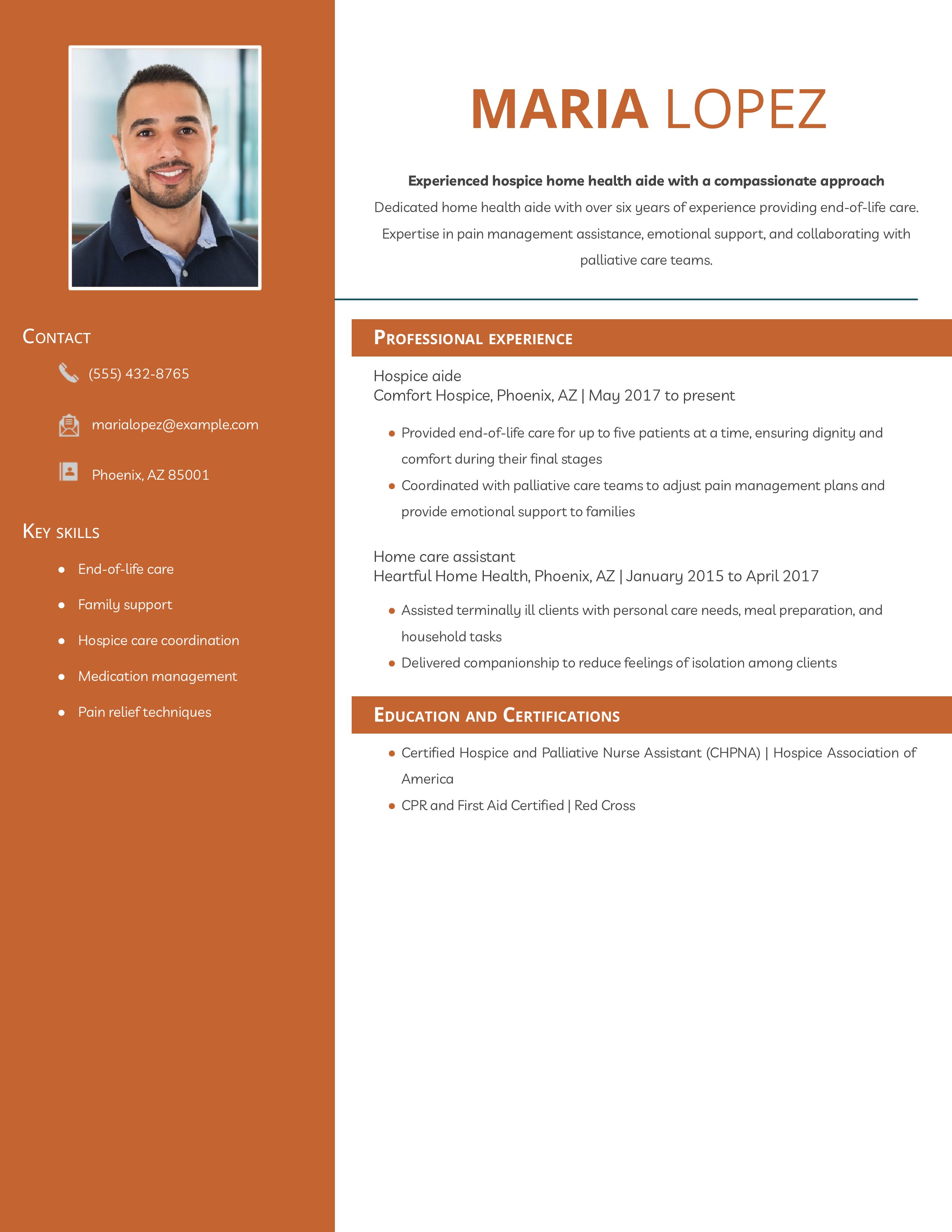 Hospice Home Health Aide Resume Example