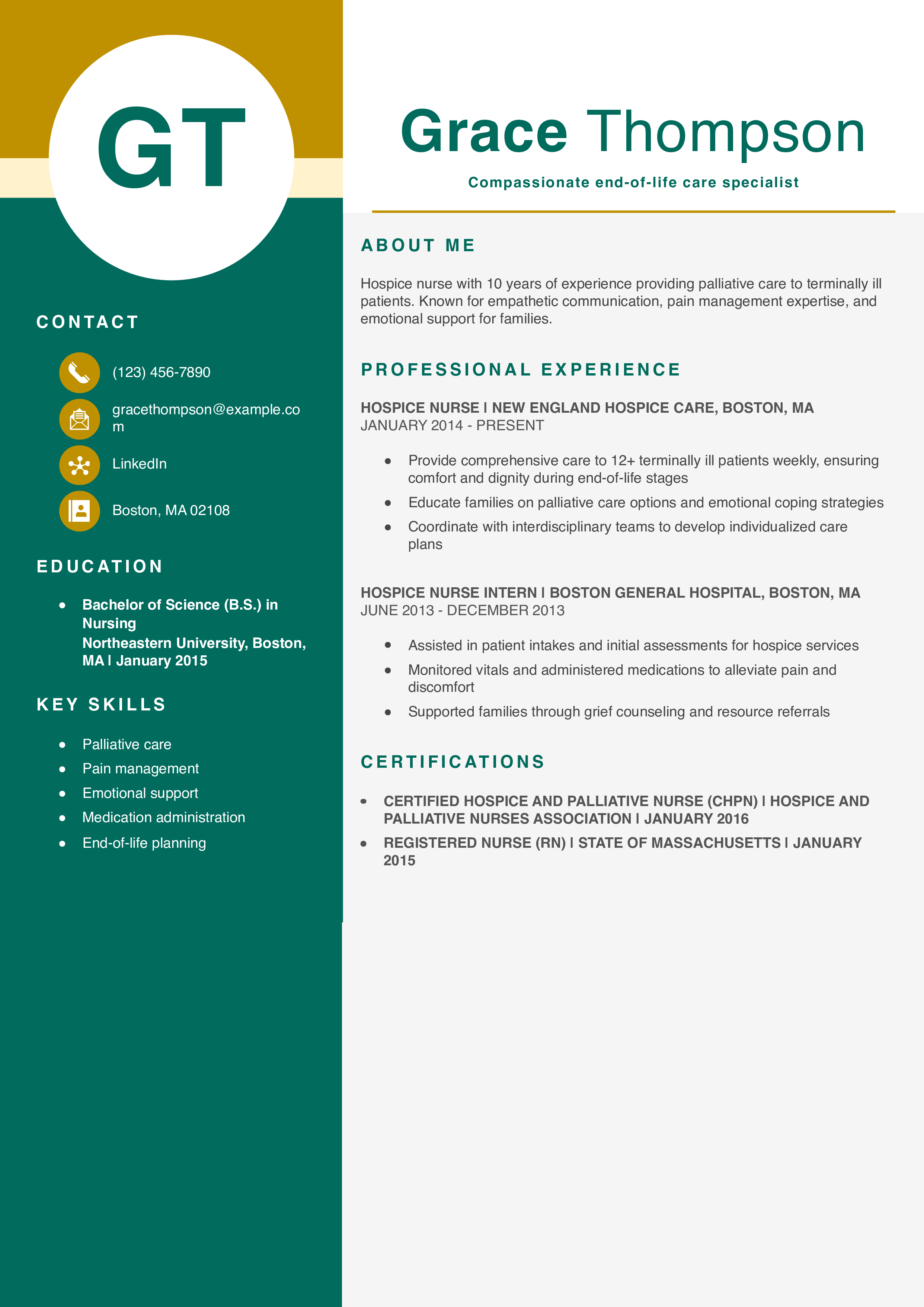 Hospice Nurse Resume Example