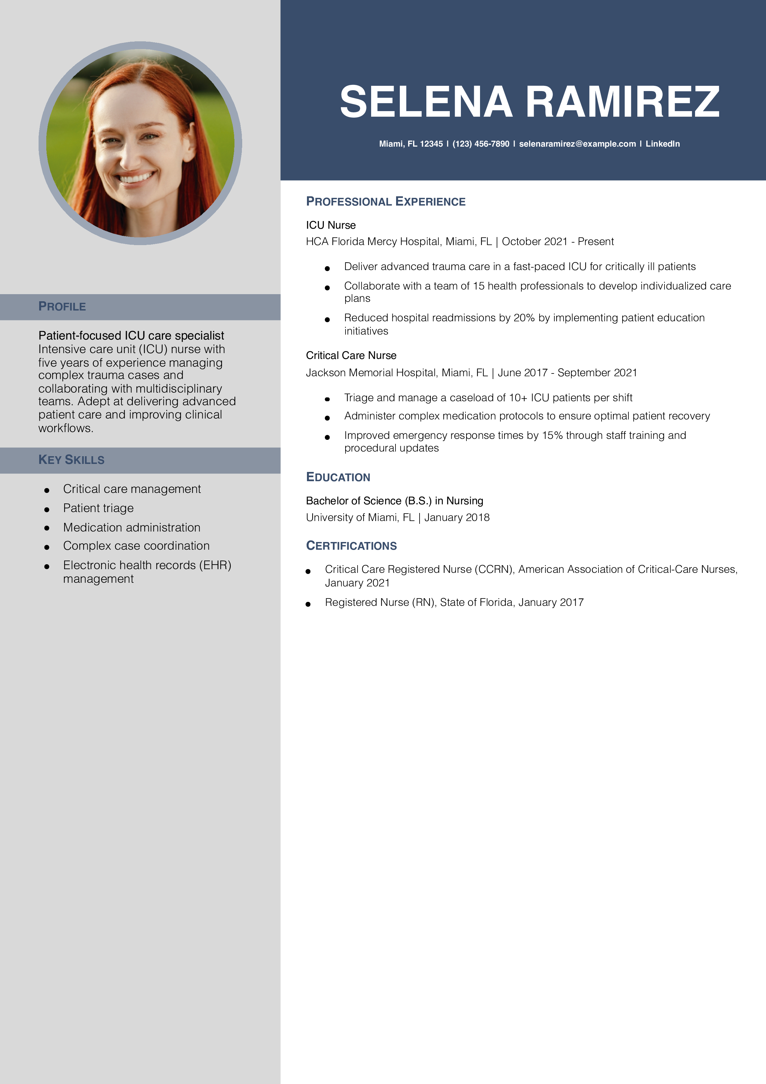 ICU Nurse Resume Example