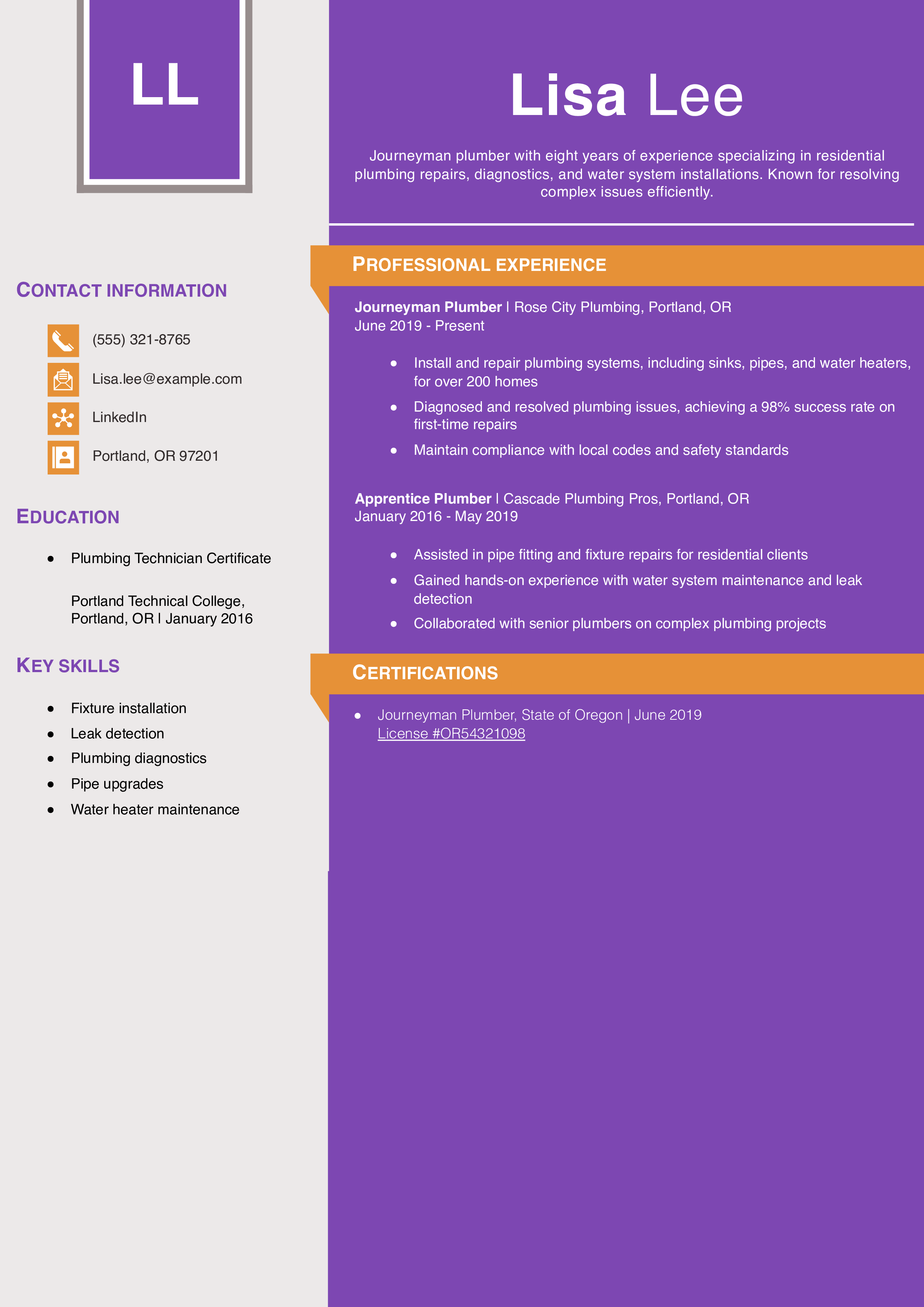 Journeyman Plumber Resume Example2