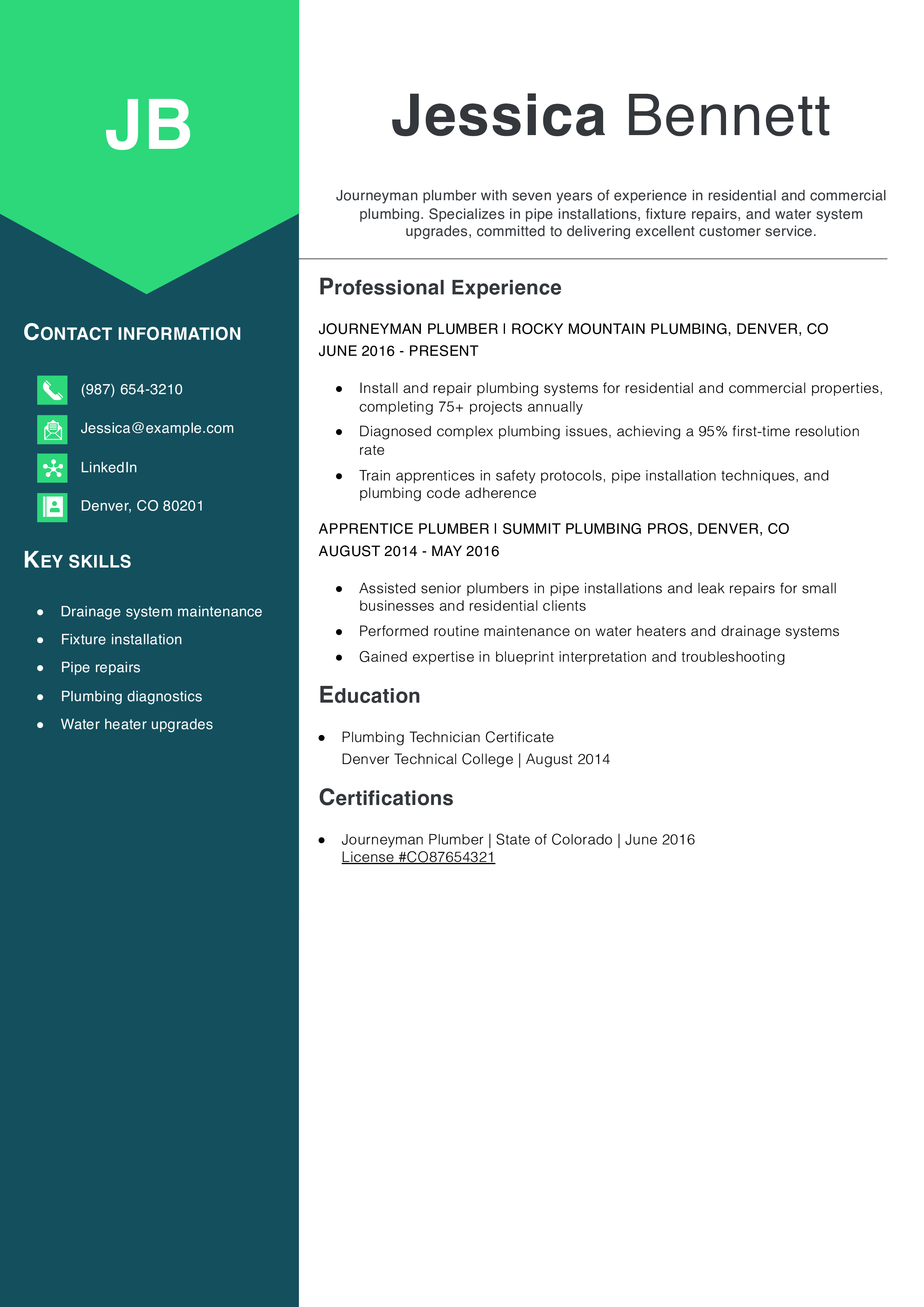 Journeyman Plumber Resume Example3