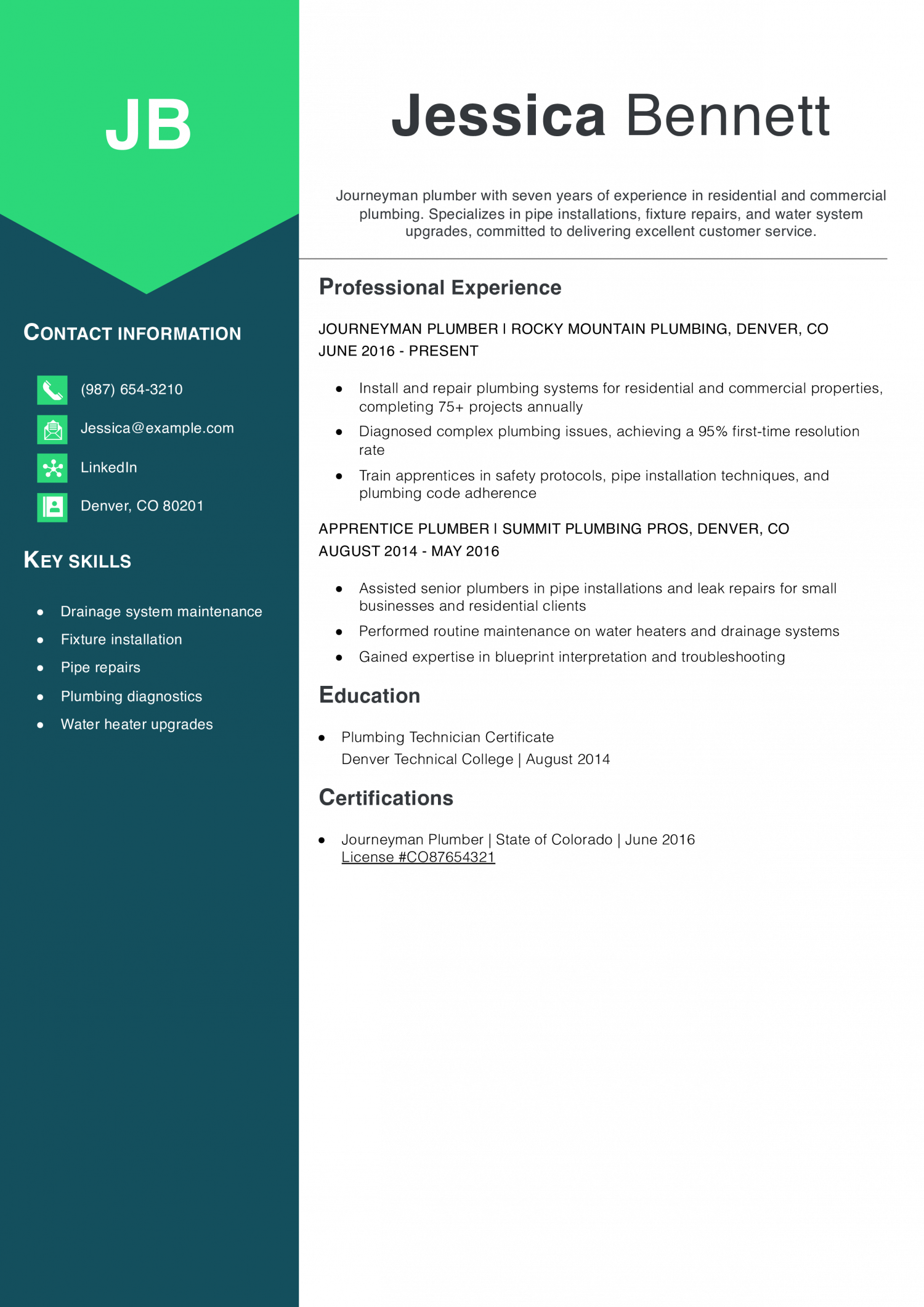 Journeyman Plumber Resume Example3