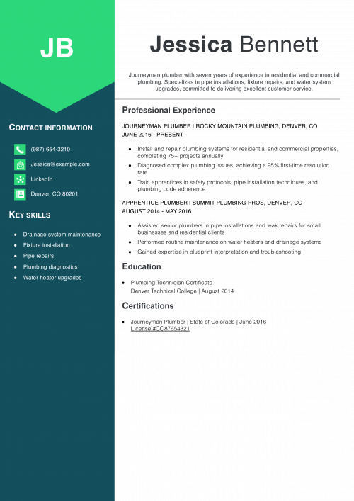 Journeyman Plumber Resume Example3