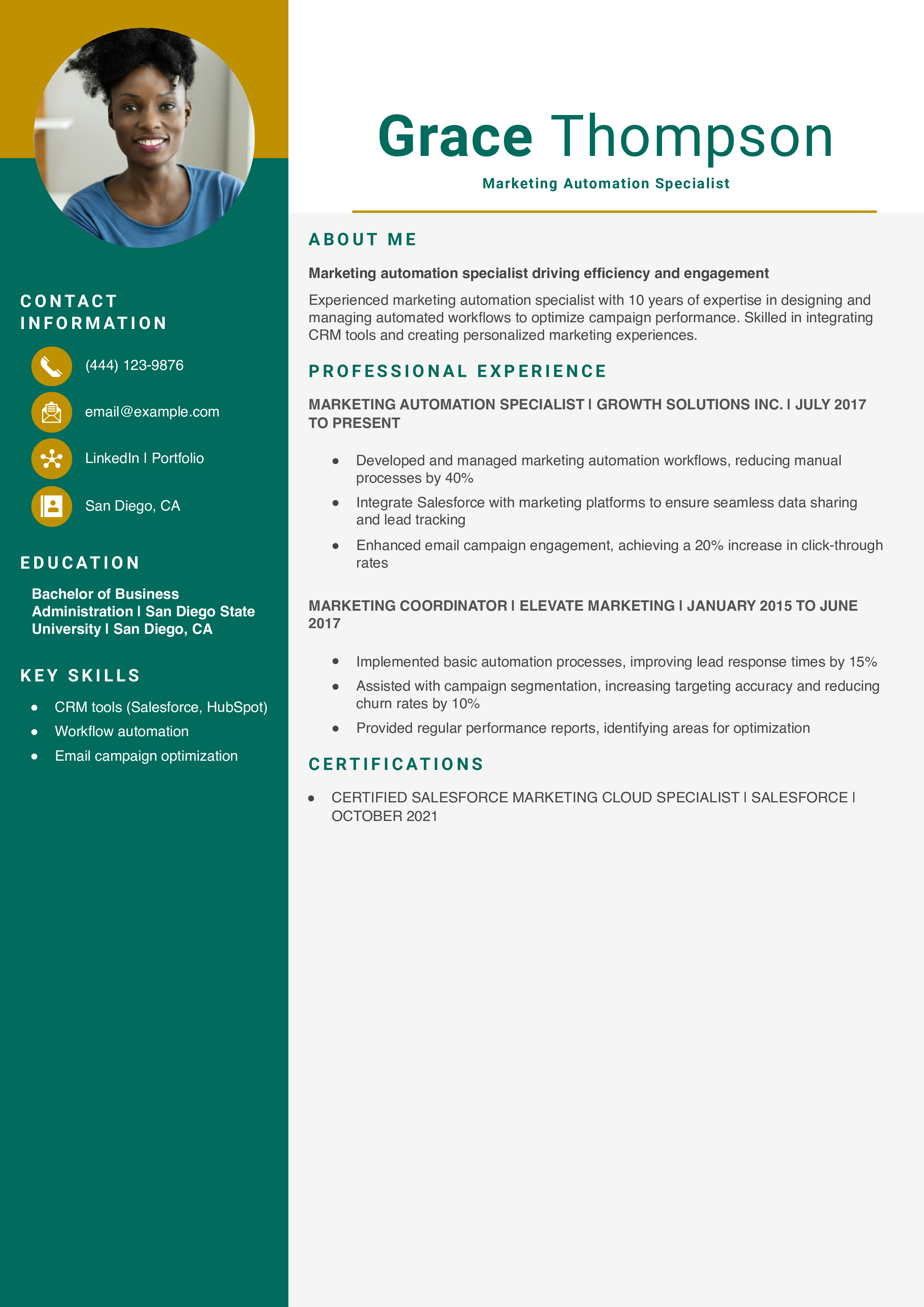 Marketing Automation Specialist Resume