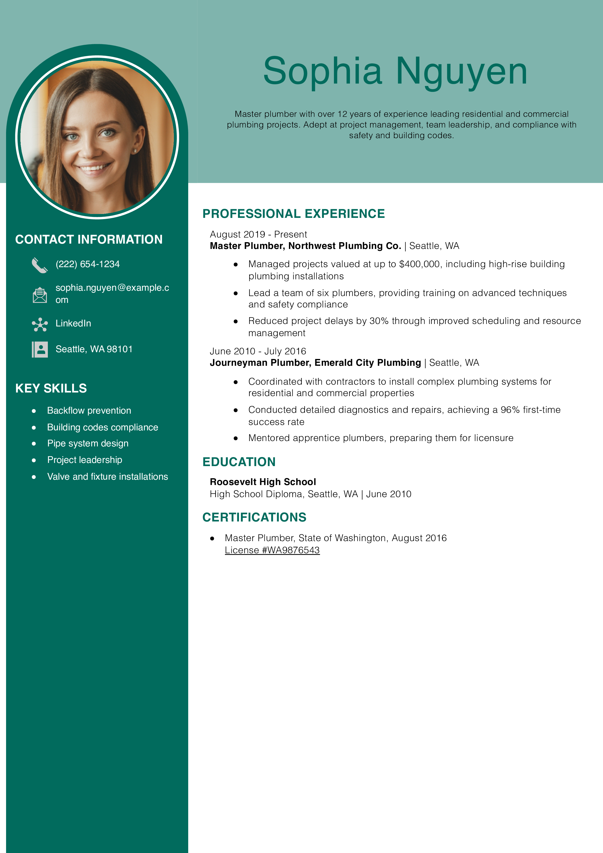 Master Plumber Resume Example2