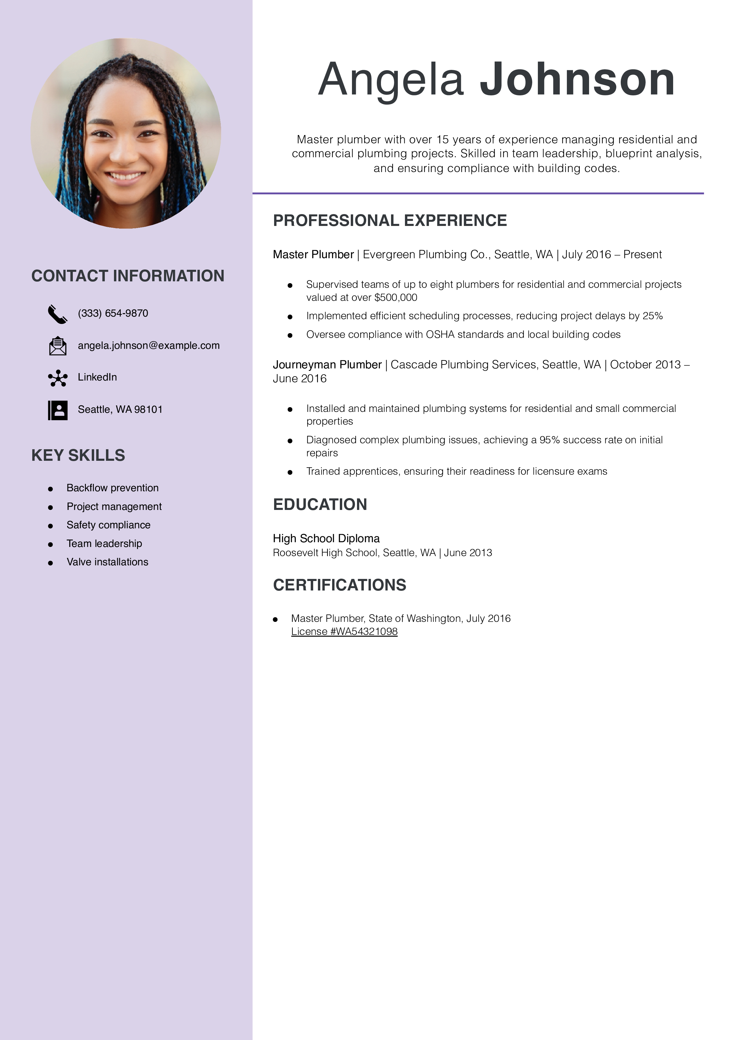 Master Plumber Resume Example3