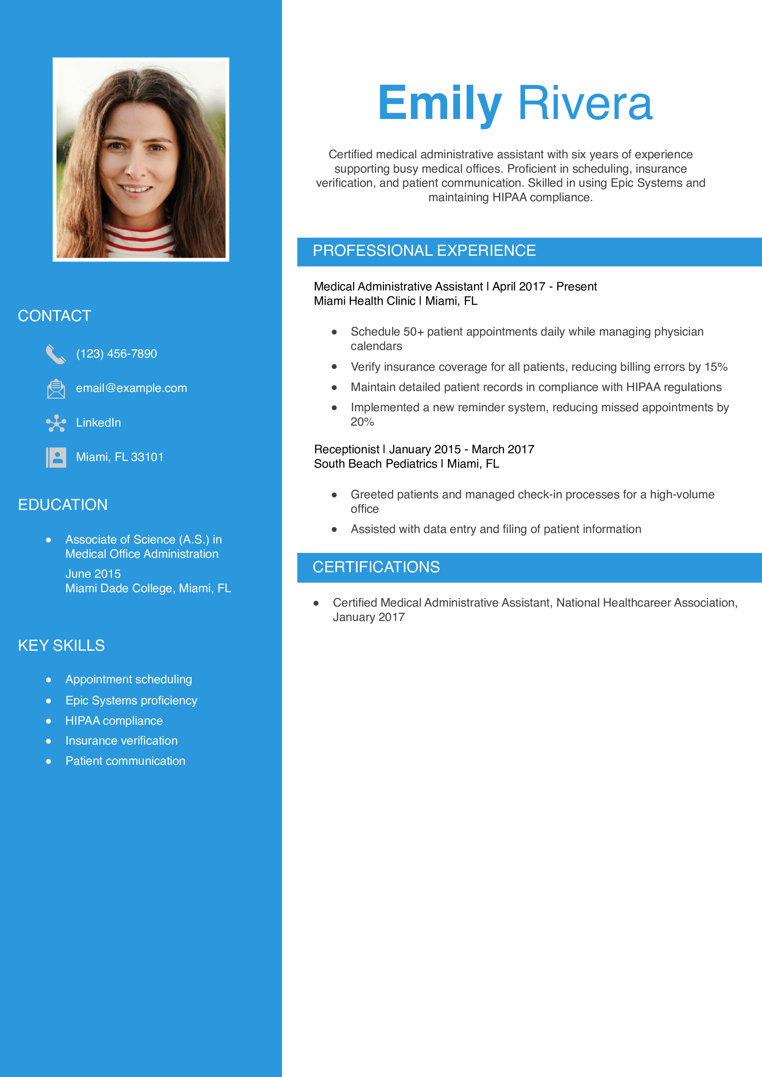 Medical Administrative Assistant Resume Example