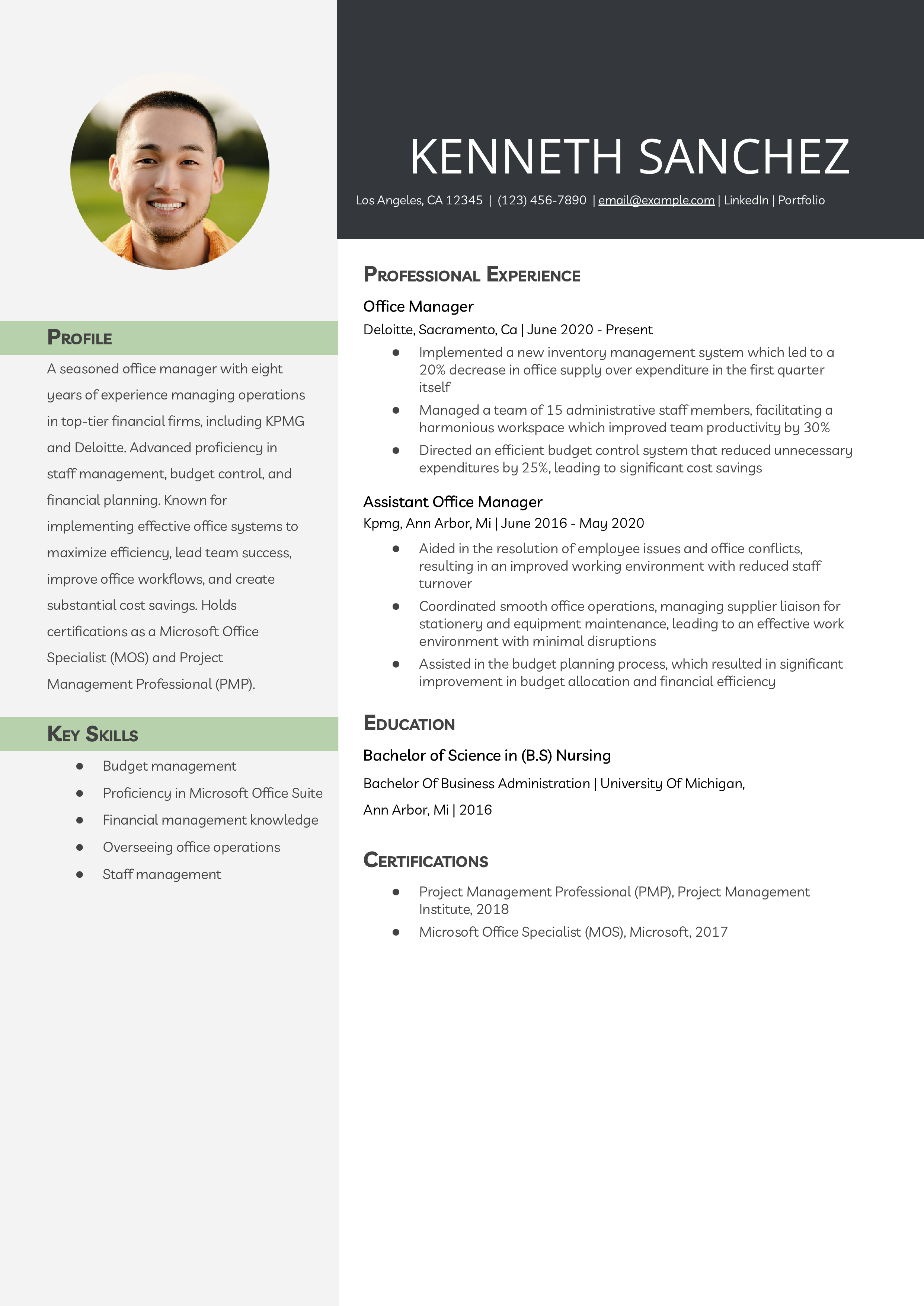 Midlevel Office Manager Resume Example
