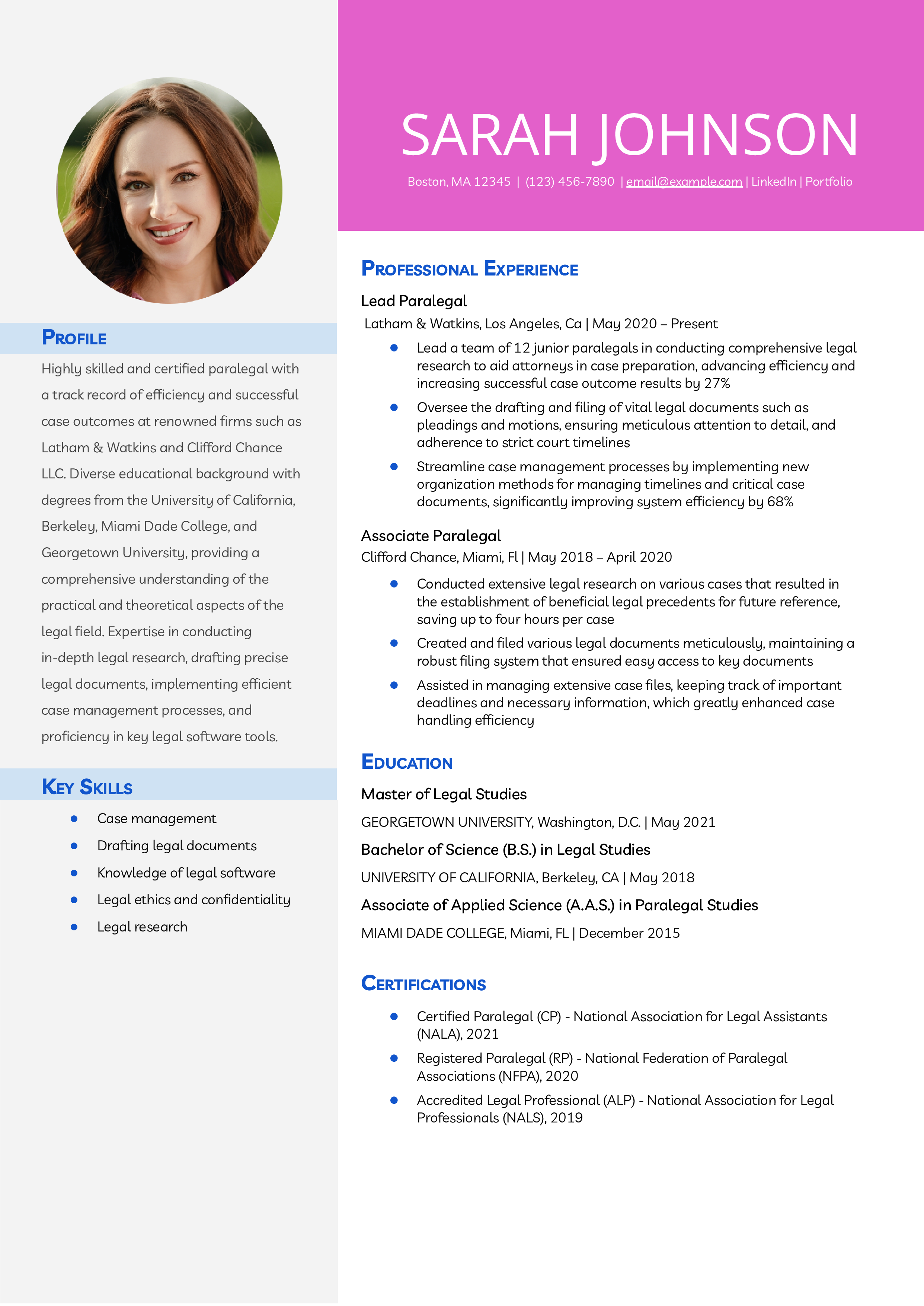 Midlevel Paralegal Resume Example
