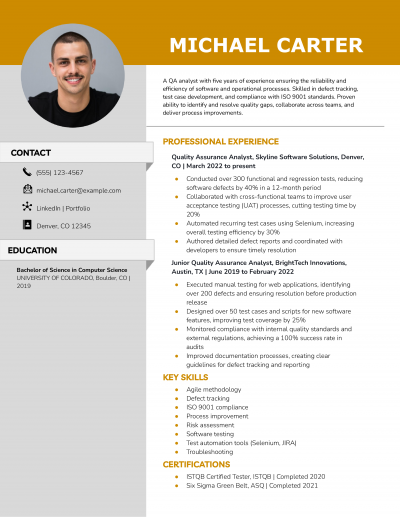 Quality Assurance Resume Templates and Examples 