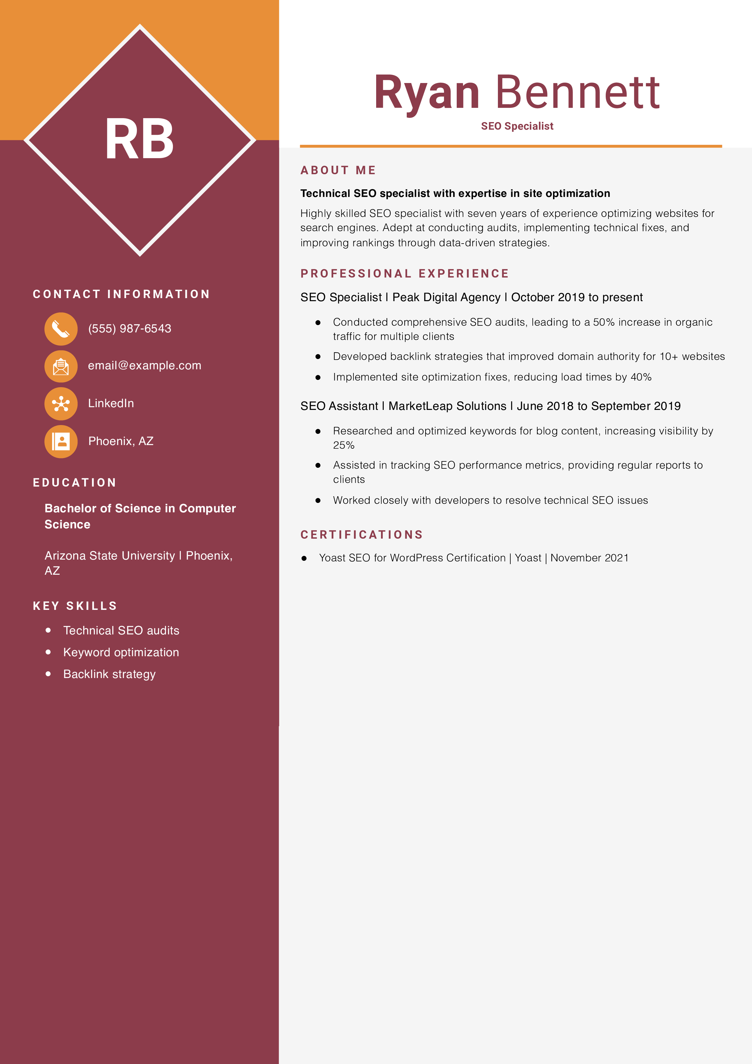 SEO Specialist Resume