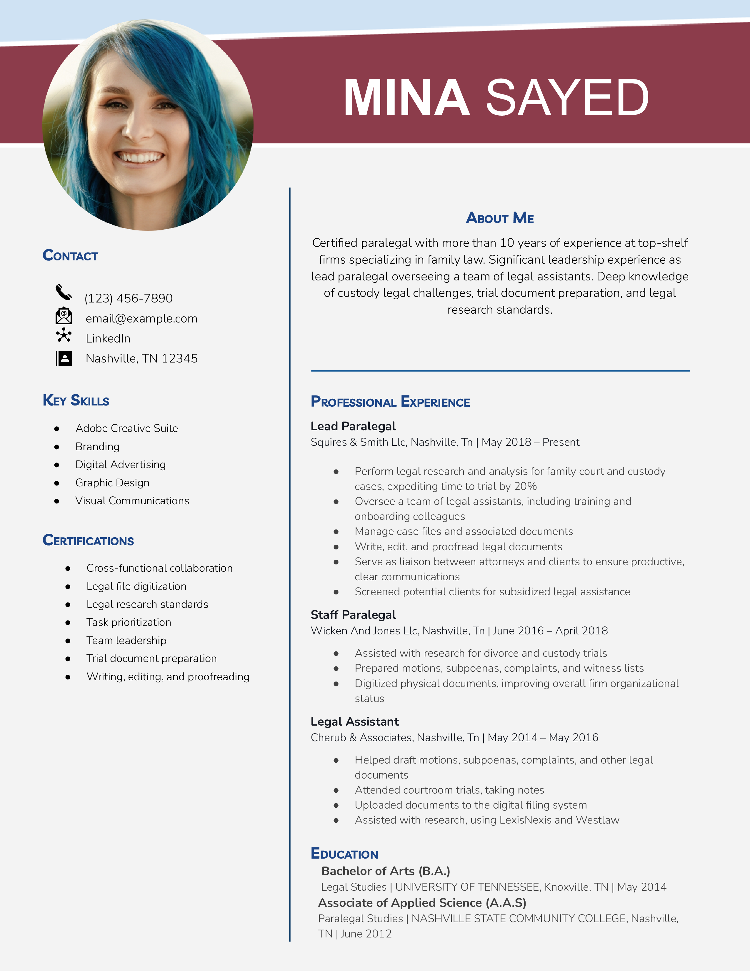 Senior Level Paralegal Resume Examples
