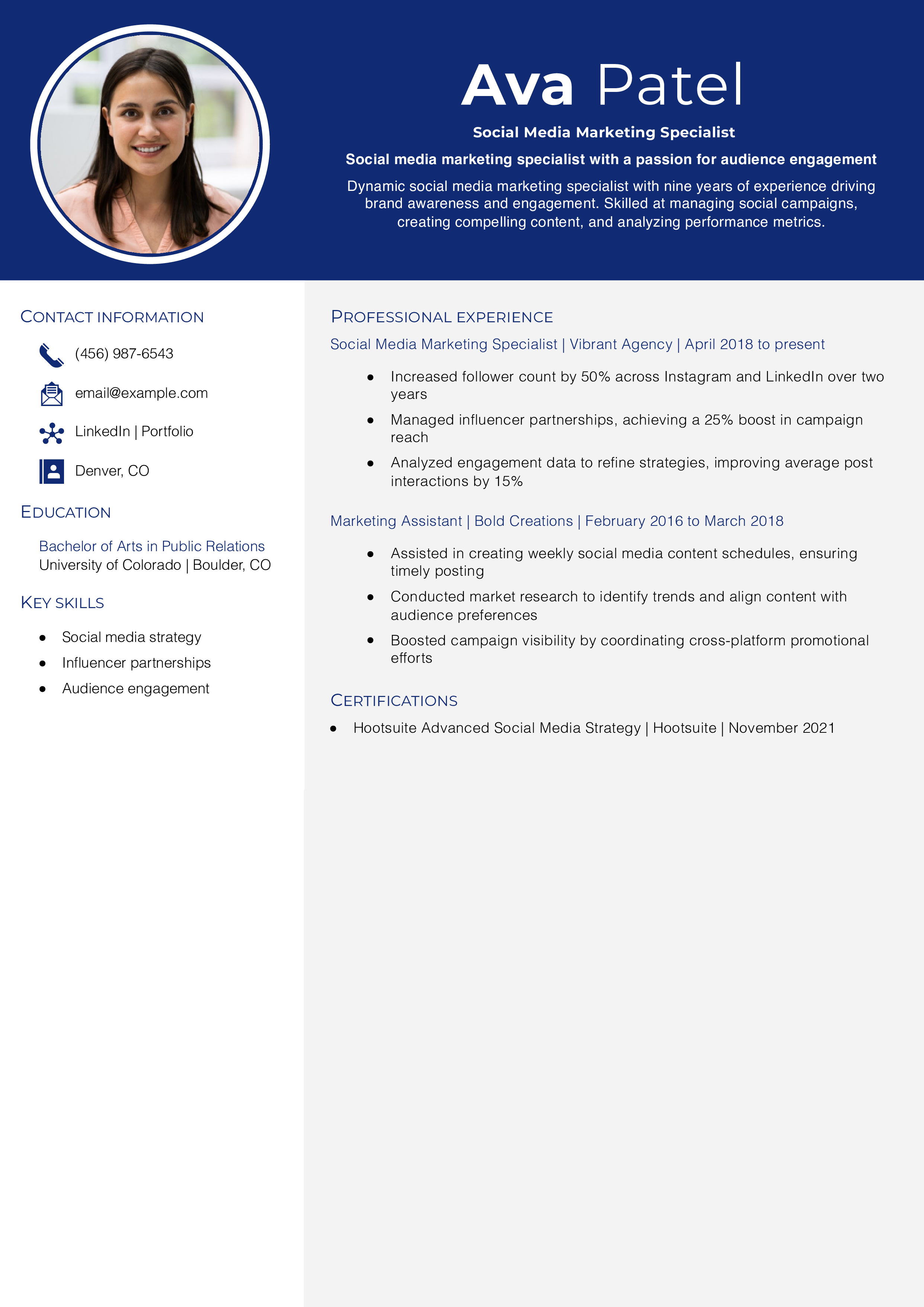 Social Media Marketing Specialist Resume
